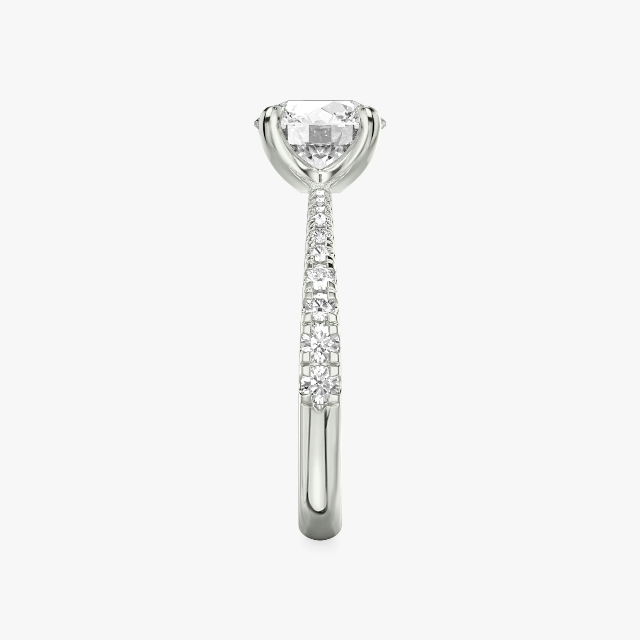 The Tapered Classic | Round Brilliant | 18k | White Gold | bandAccent: Pavé | caratWeight: 2.0ct | diamondOrientation: vertical