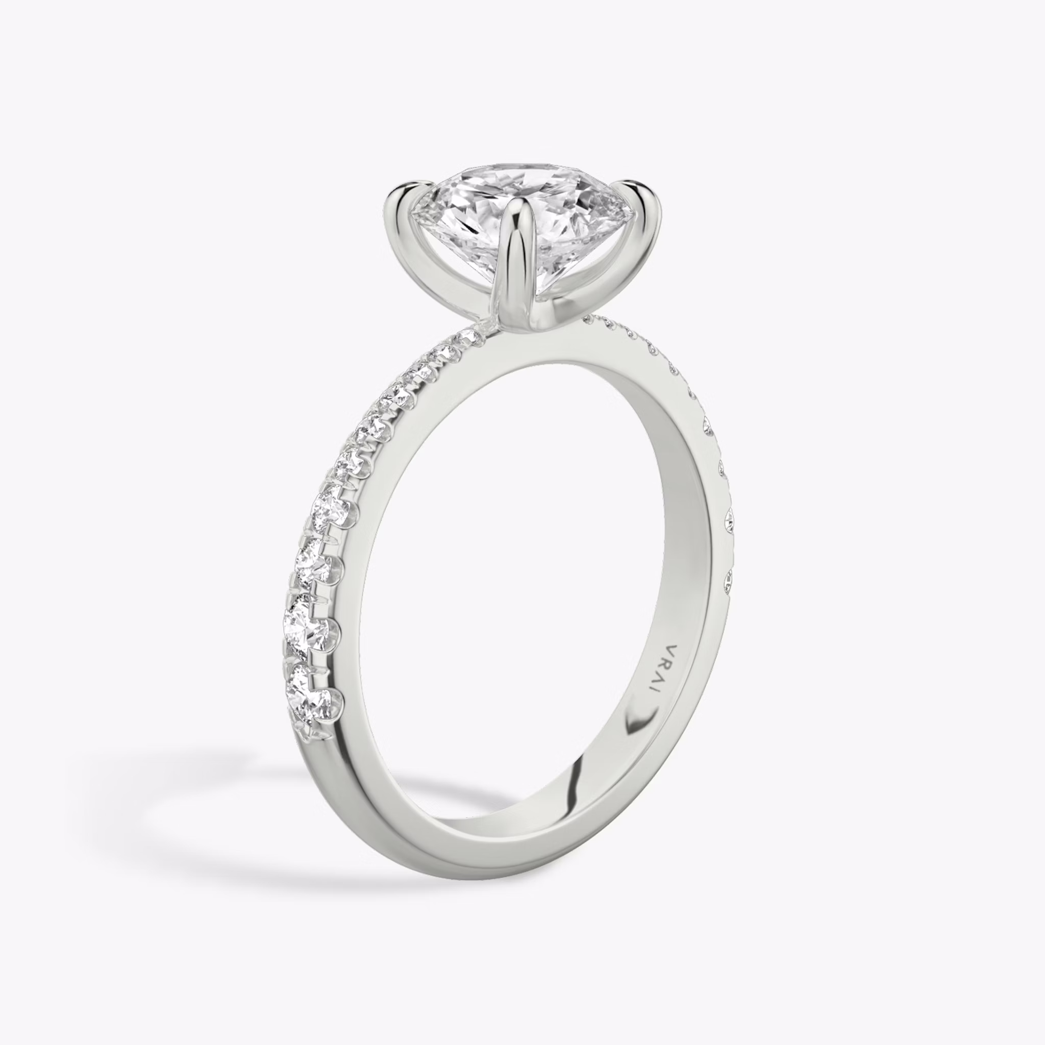 The Tapered Classic | Round Brilliant | 18k | White Gold | bandAccent: Pavé | caratWeight: 2.0ct | diamondOrientation: vertical