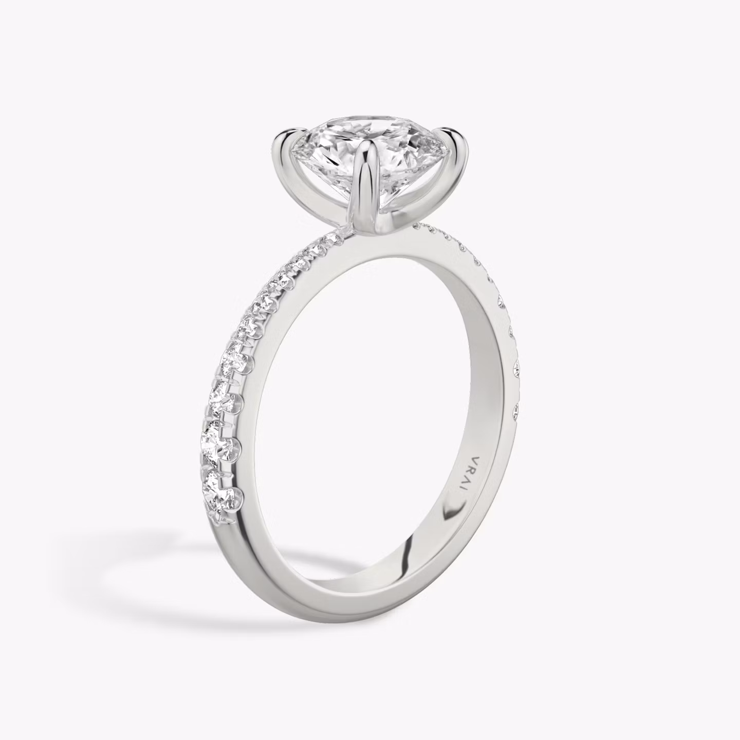 The Tapered Classic | Round Brilliant | 18k | White Gold | bandAccent: Pavé | caratWeight: 1.0ct | diamondOrientation: vertical