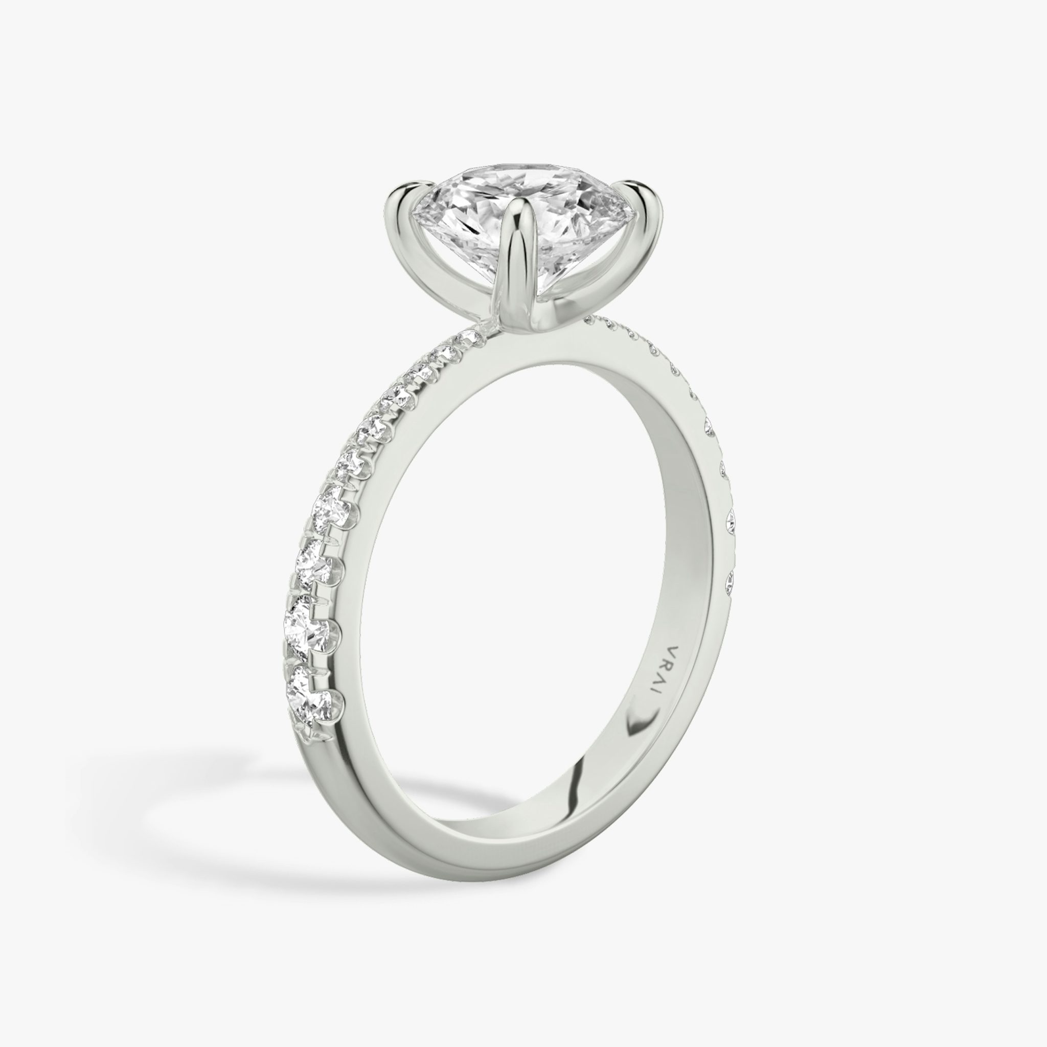 The Tapered Classic | Round Brilliant | 18k | White Gold | bandAccent: Pavé | caratWeight: 2.0ct | diamondOrientation: vertical