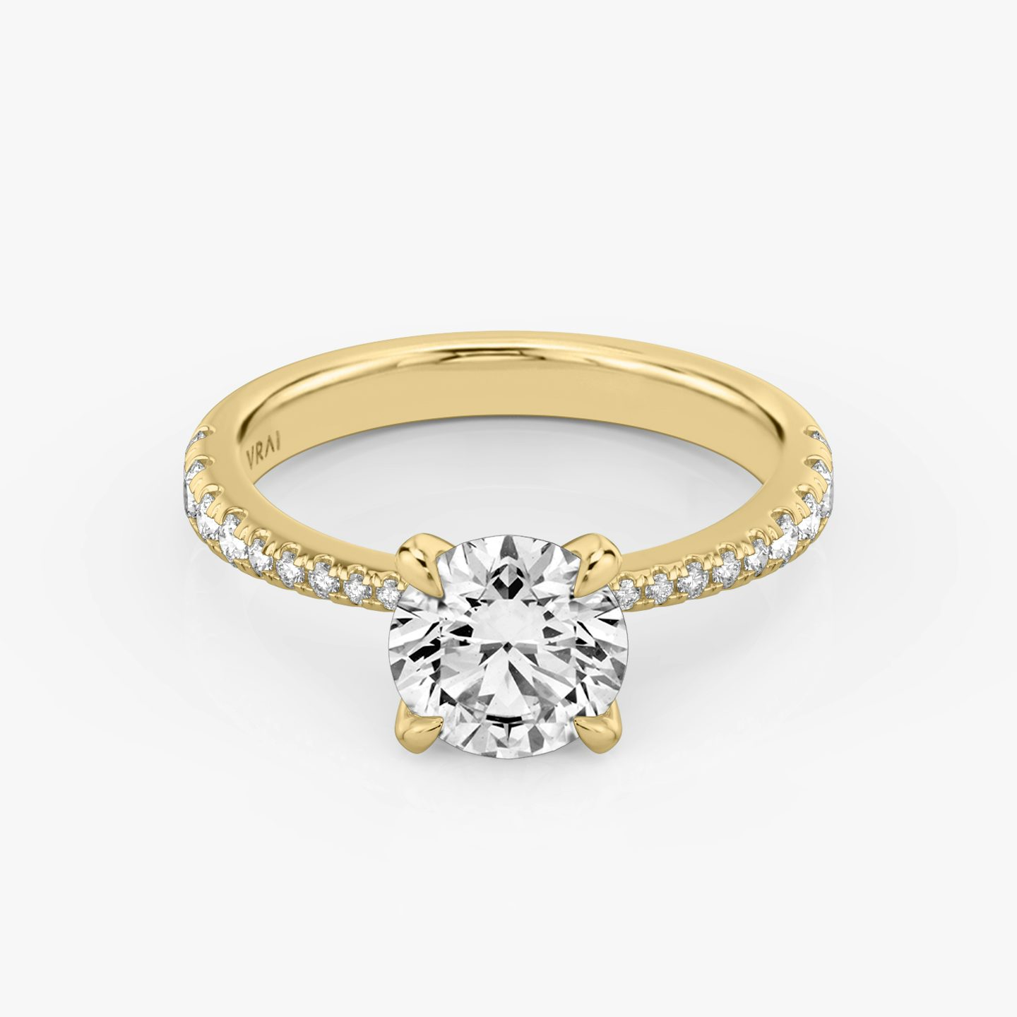 The Tapered Classic | Round Brilliant | 18k | Yellow Gold | bandAccent: Pavé | caratWeight: 1.5ct | diamondOrientation: vertical