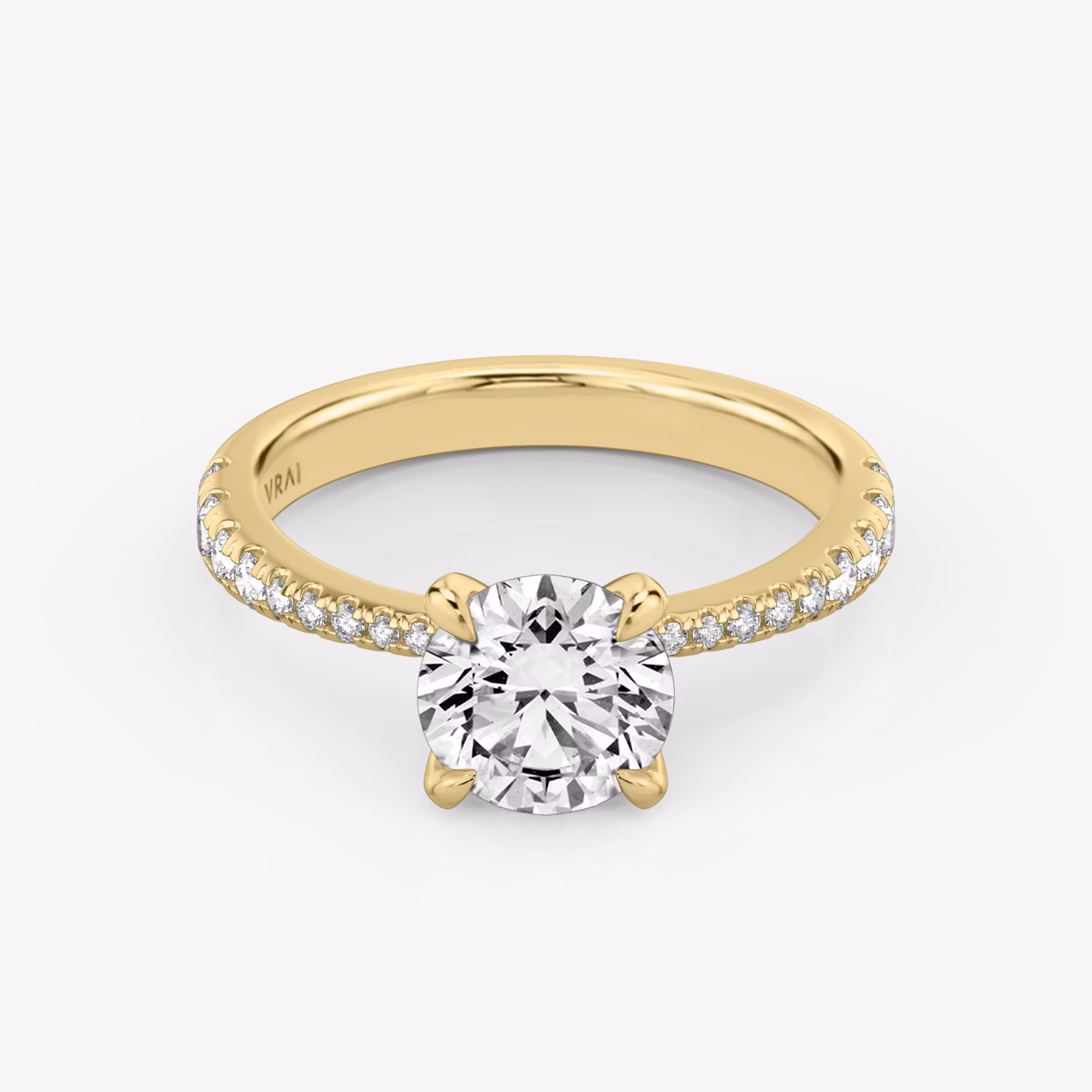 The Tapered Classic | Round Brilliant | 18k | Yellow Gold | bandAccent: Pavé | caratWeight: other | diamondOrientation: vertical