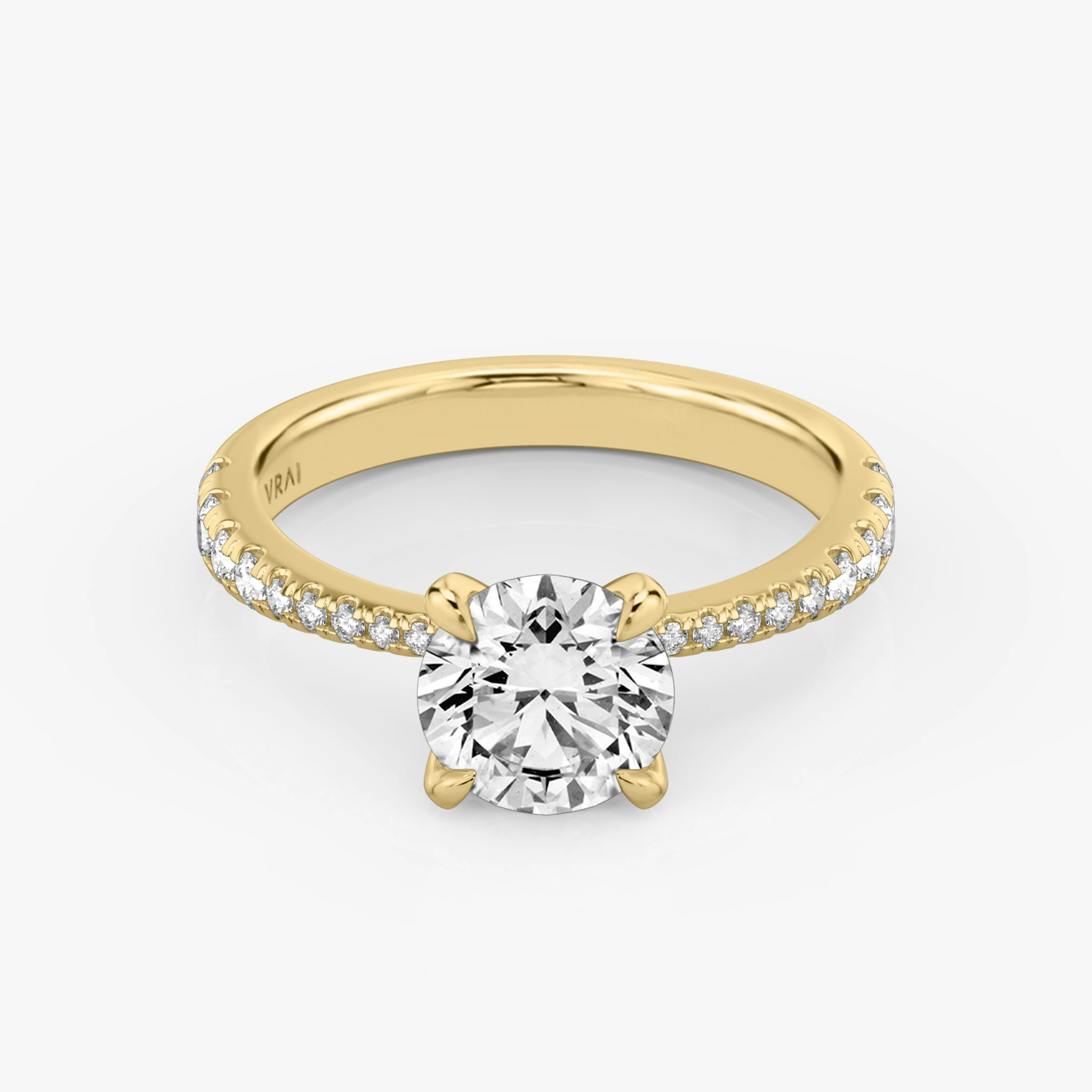 The Tapered Classic | Round Brilliant | 18k | Yellow Gold | bandAccent: Pavé | caratWeight: other | diamondOrientation: vertical