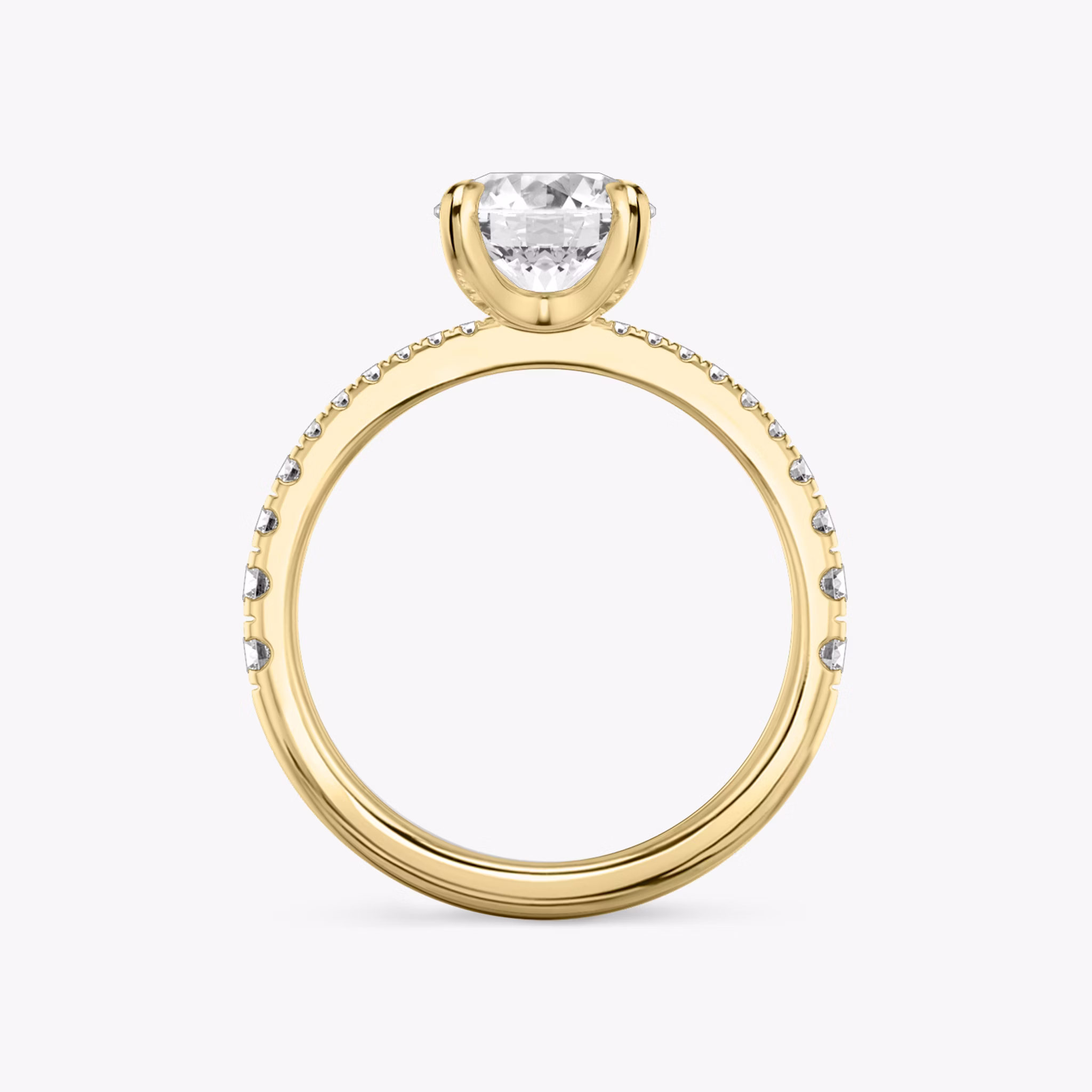 The Tapered Classic | Round Brilliant | 18k | Yellow Gold | bandAccent: Pavé | caratWeight: other | diamondOrientation: vertical