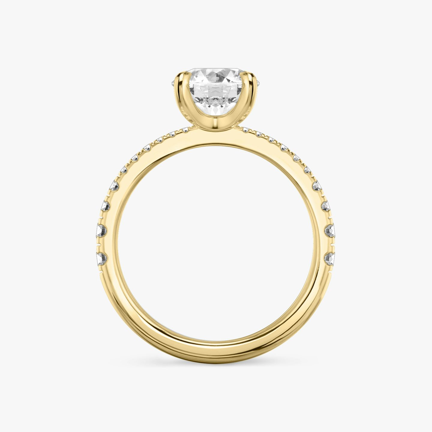 The Tapered Classic | Round Brilliant | 18k | Yellow Gold | bandAccent: Pavé | caratWeight: 1.5ct | diamondOrientation: vertical