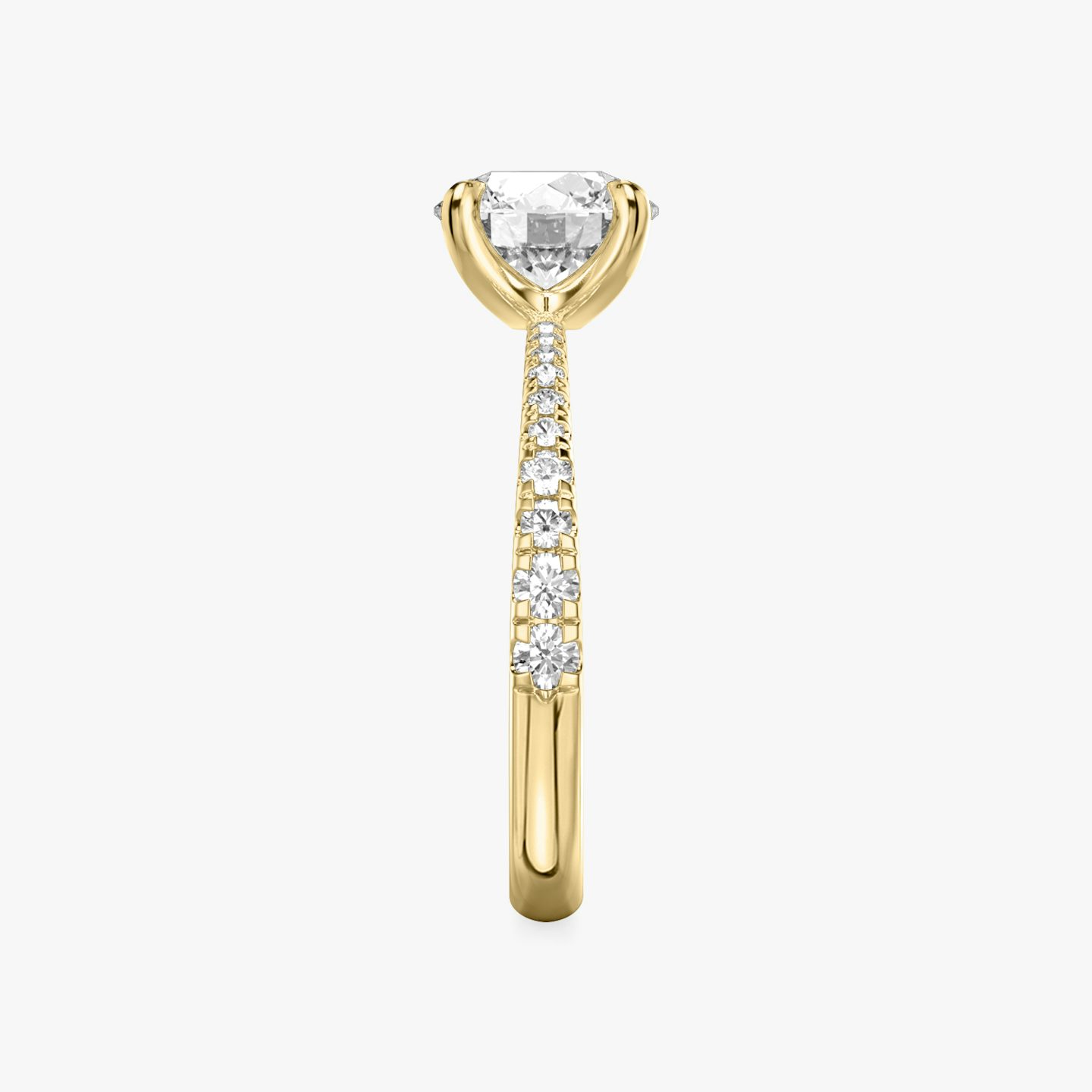 The Tapered Classic | Round Brilliant | 18k | Yellow Gold | bandAccent: Pavé | caratWeight: 1.0ct | diamondOrientation: vertical