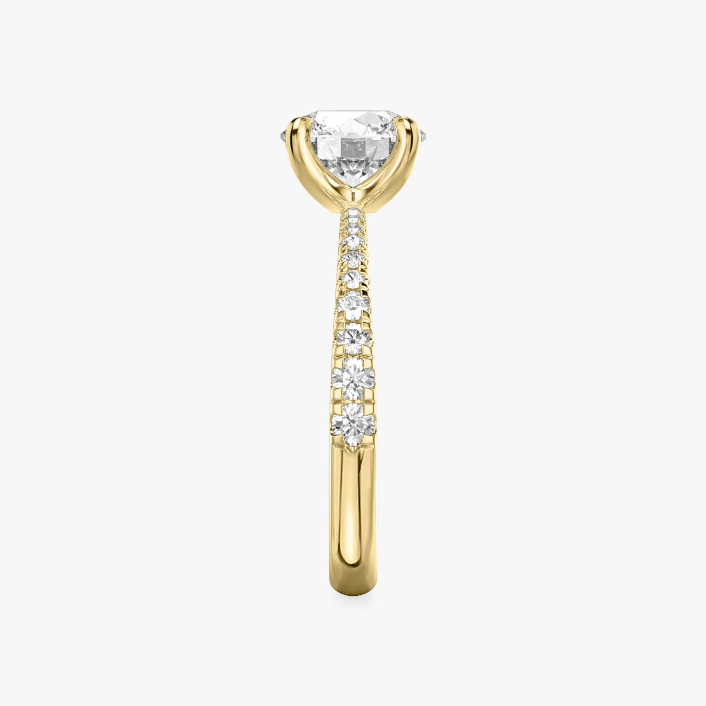 The Tapered Classic | Round Brilliant | 18k | Yellow Gold | bandAccent: Pavé | caratWeight: 1.5ct | diamondOrientation: vertical