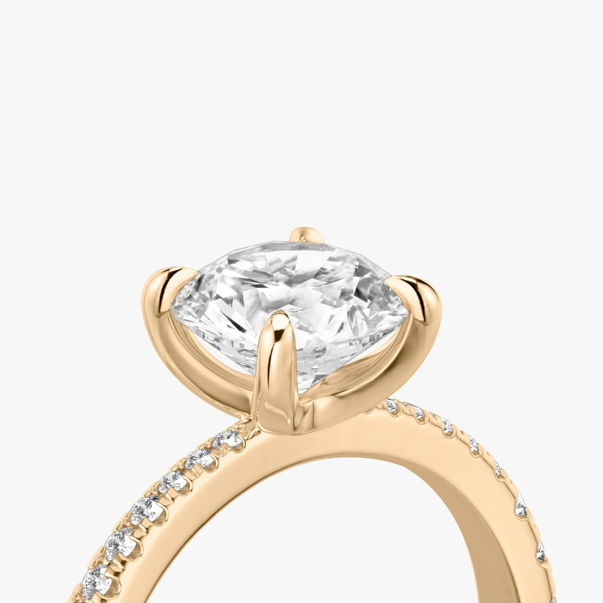 The Tapered Classic | Round Brilliant | 14k | Rose Gold | bandAccent: Pavé | caratWeight: other | diamondOrientation: vertical