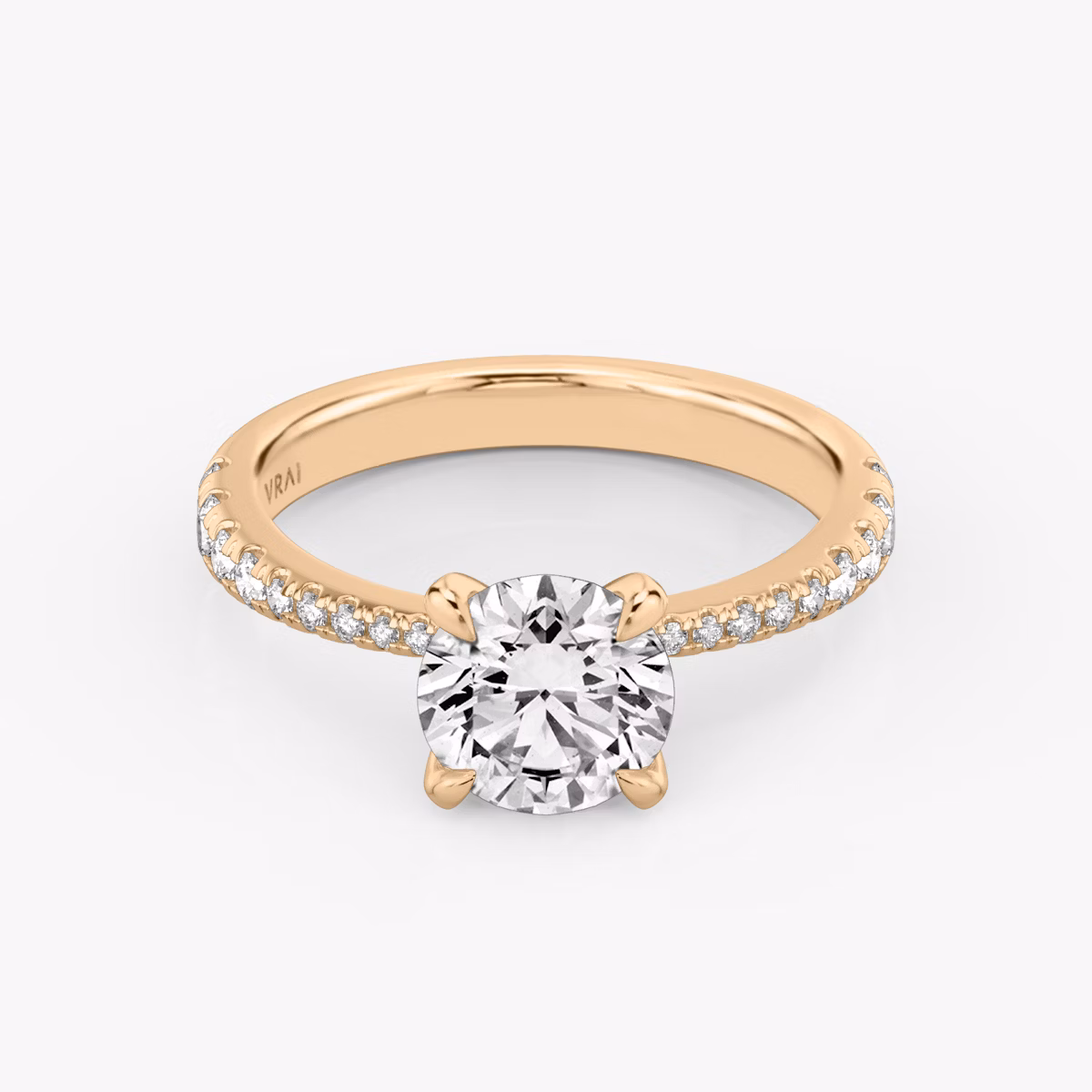 The Tapered Classic | Round Brilliant | 14k | Rose Gold | bandAccent: Pavé | caratWeight: 1.0ct | diamondOrientation: vertical