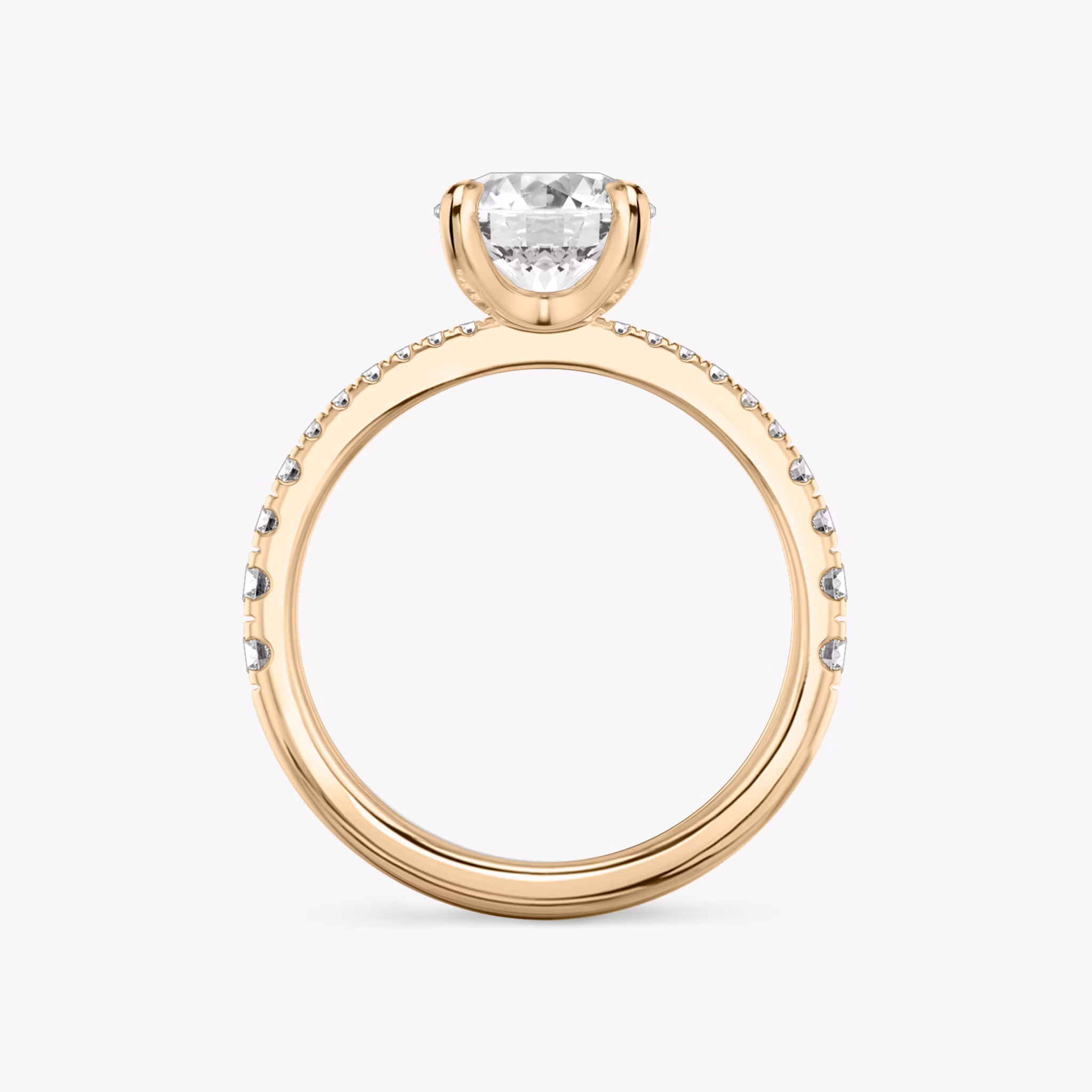 The Tapered Classic | Round Brilliant | 14k | Rose Gold | bandAccent: Pavé | caratWeight: other | diamondOrientation: vertical