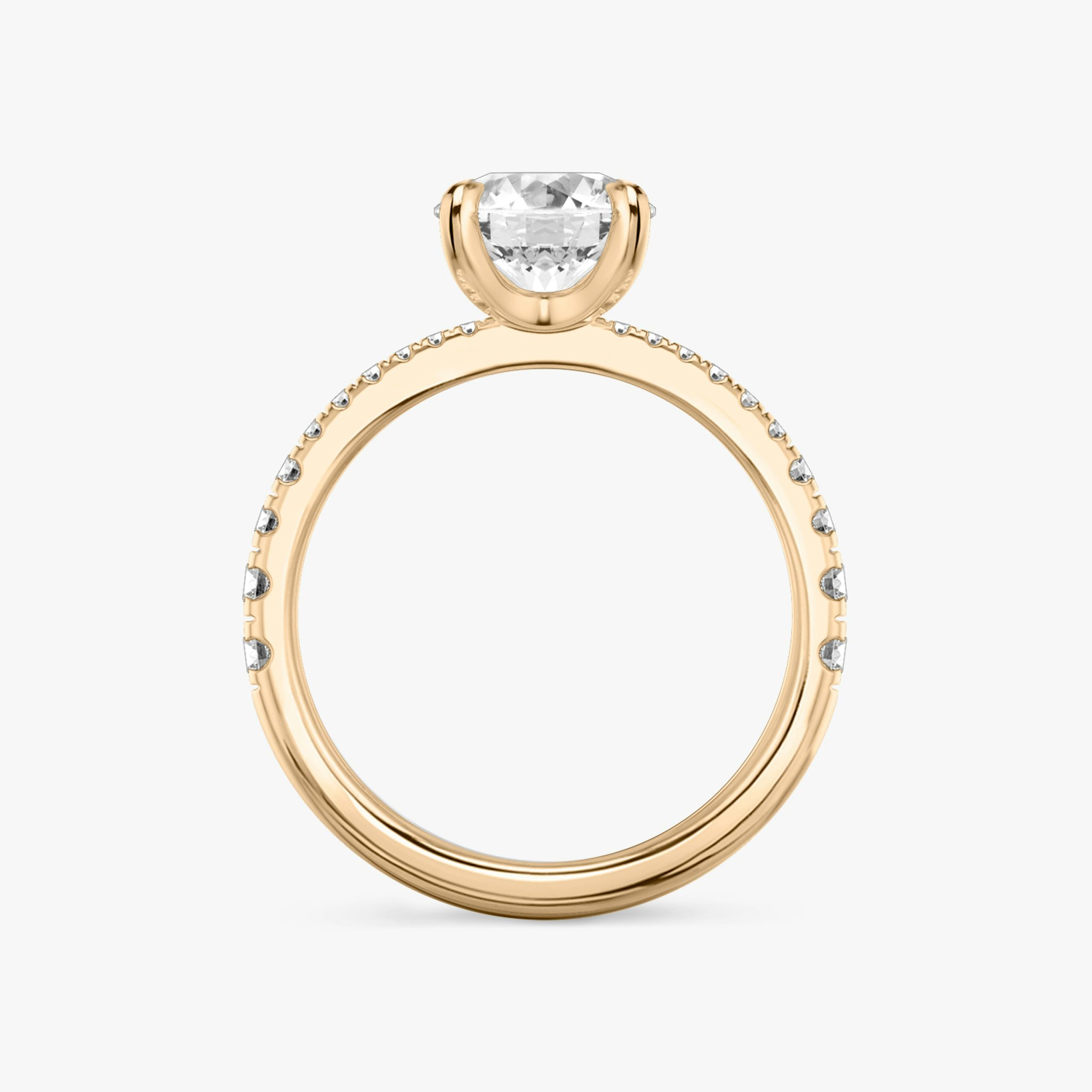 The Tapered Classic | Round Brilliant | 14k | Rose Gold | bandAccent: Pavé | caratWeight: other | diamondOrientation: vertical