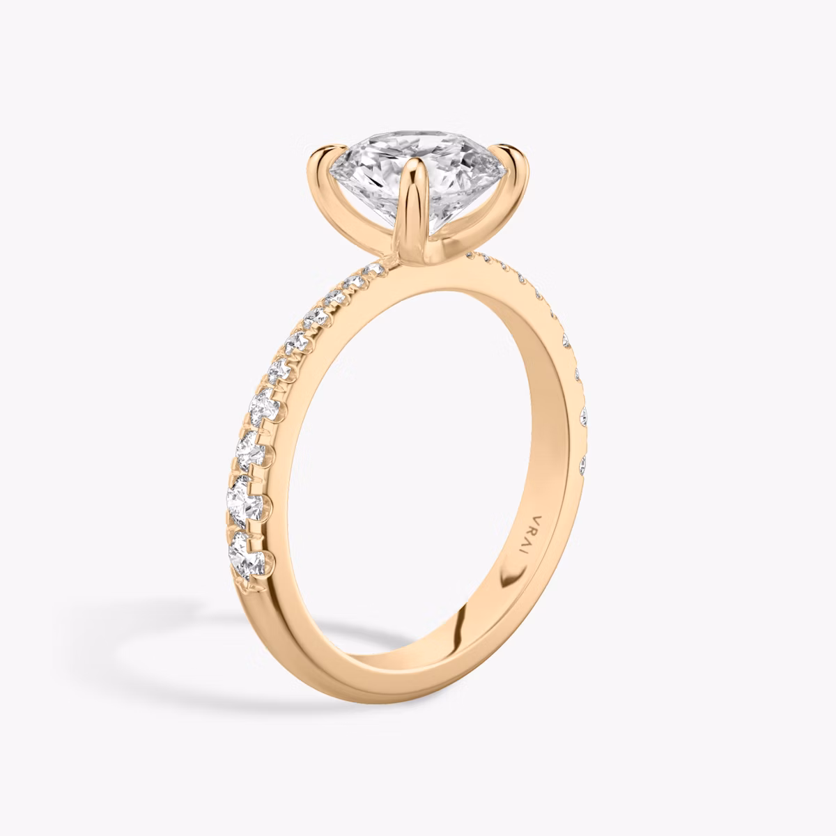 The Tapered Classic | Round Brilliant | 14k | Rose Gold | bandAccent: Pavé | caratWeight: 1.0ct | diamondOrientation: vertical
