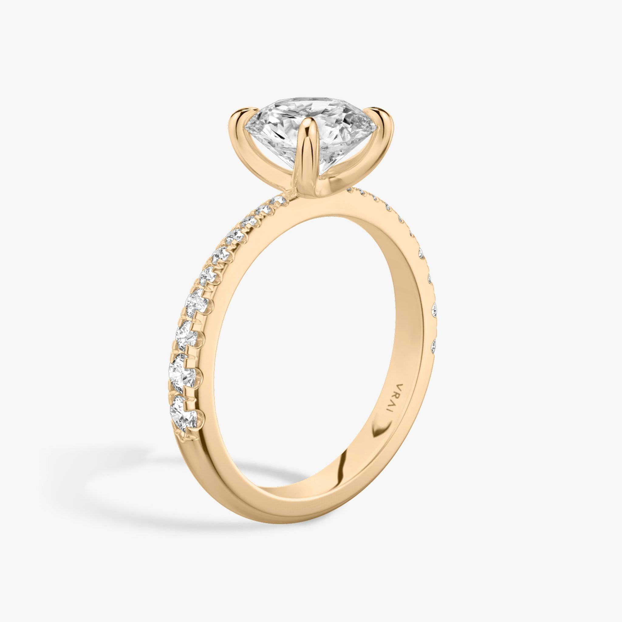 The Tapered Classic | Round Brilliant | 14k | Rose Gold | bandAccent: Pavé | caratWeight: other | diamondOrientation: vertical