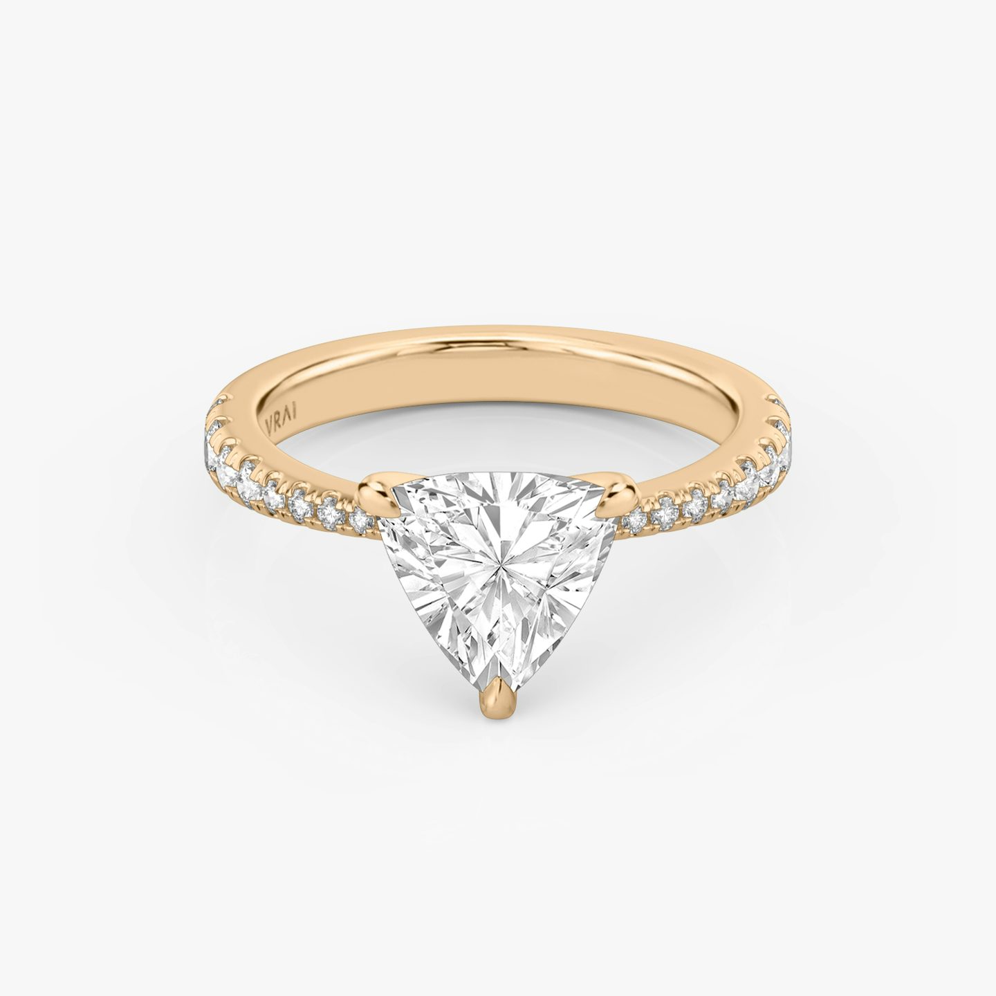 The Tapered Classic | Trillion | 14k | Rose Gold | bandAccent: Pavé | diamondOrientation: vertical | caratWeight: other