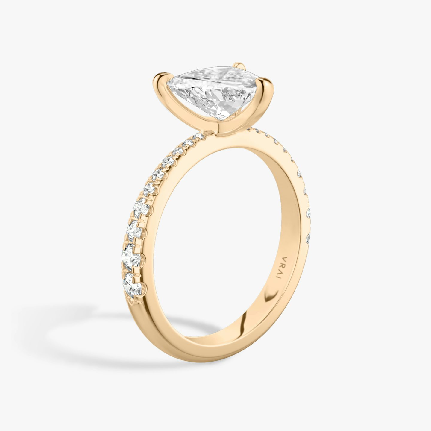 The Tapered Classic | Trillion | 14k | Rose Gold | bandAccent: Pavé | diamondOrientation: vertical | caratWeight: other