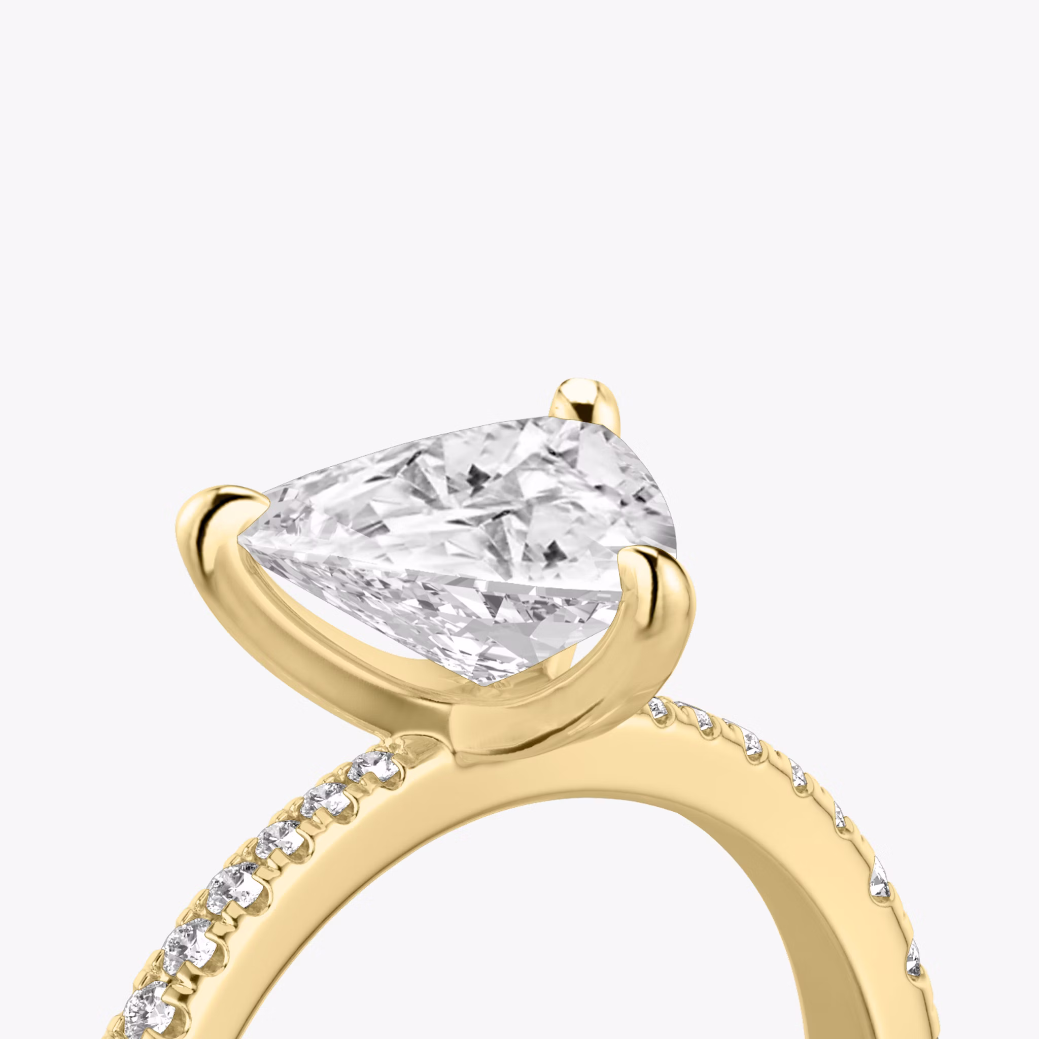 The Tapered Classic | Trillion | 18k | Yellow Gold | bandAccent: Pavé | diamondOrientation: vertical | caratWeight: other