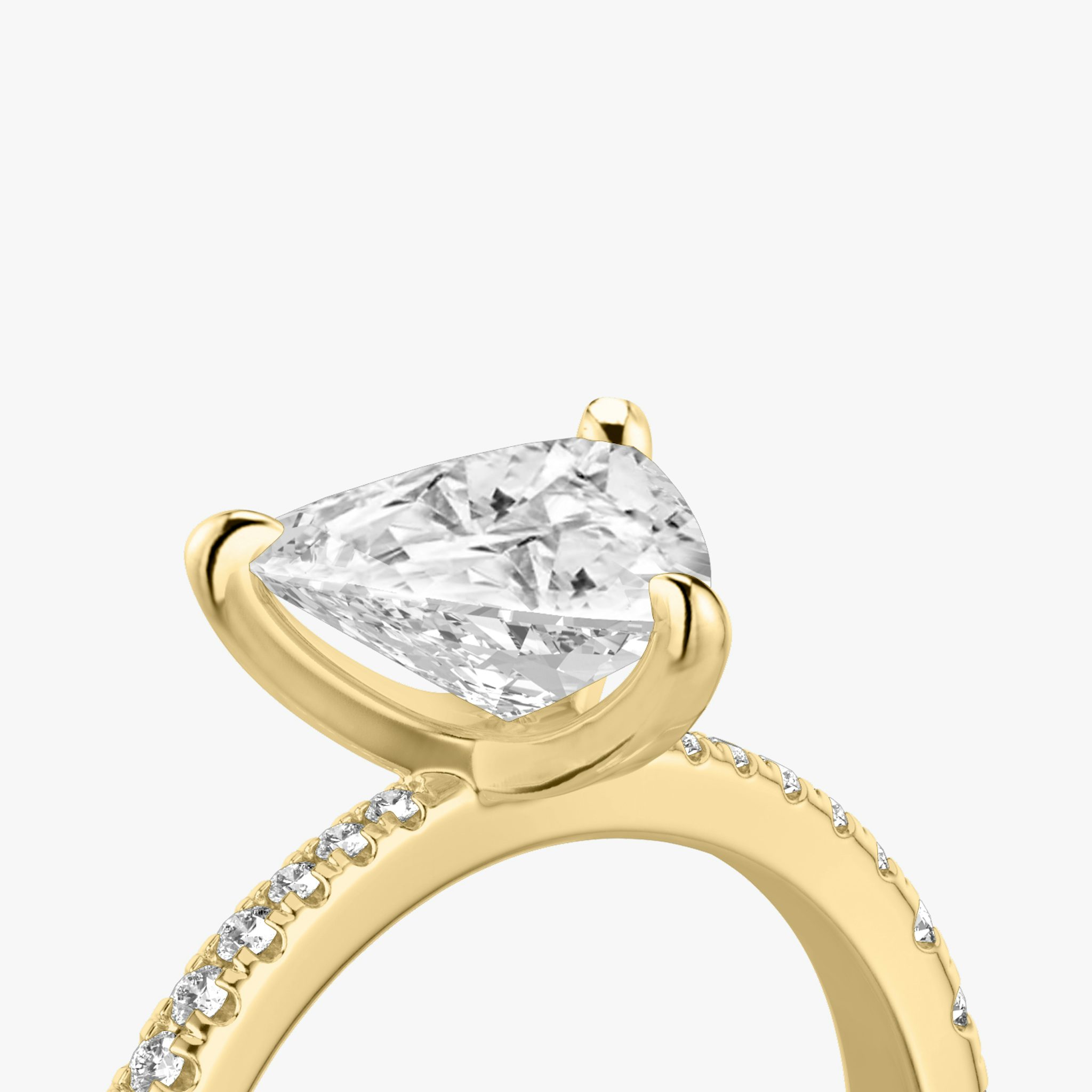 The Tapered Classic | Trillion | 18k | Yellow Gold | bandAccent: Pavé | diamondOrientation: vertical | caratWeight: other