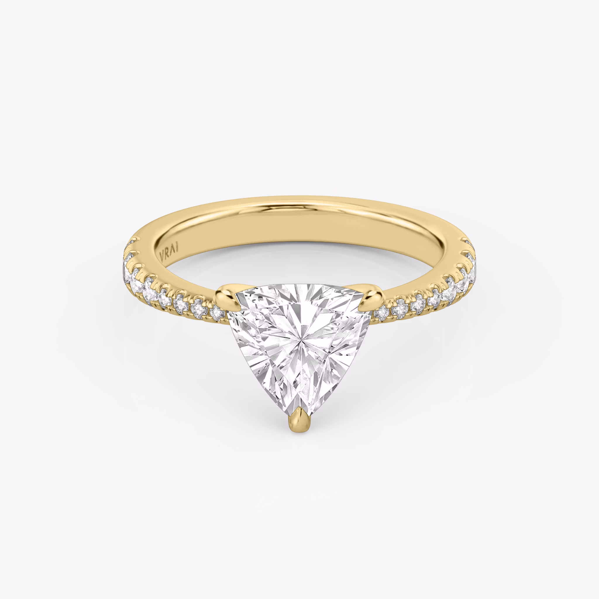 The Tapered Classic | Trillion | 18k | Yellow Gold | bandAccent: Pavé | diamondOrientation: vertical | caratWeight: other
