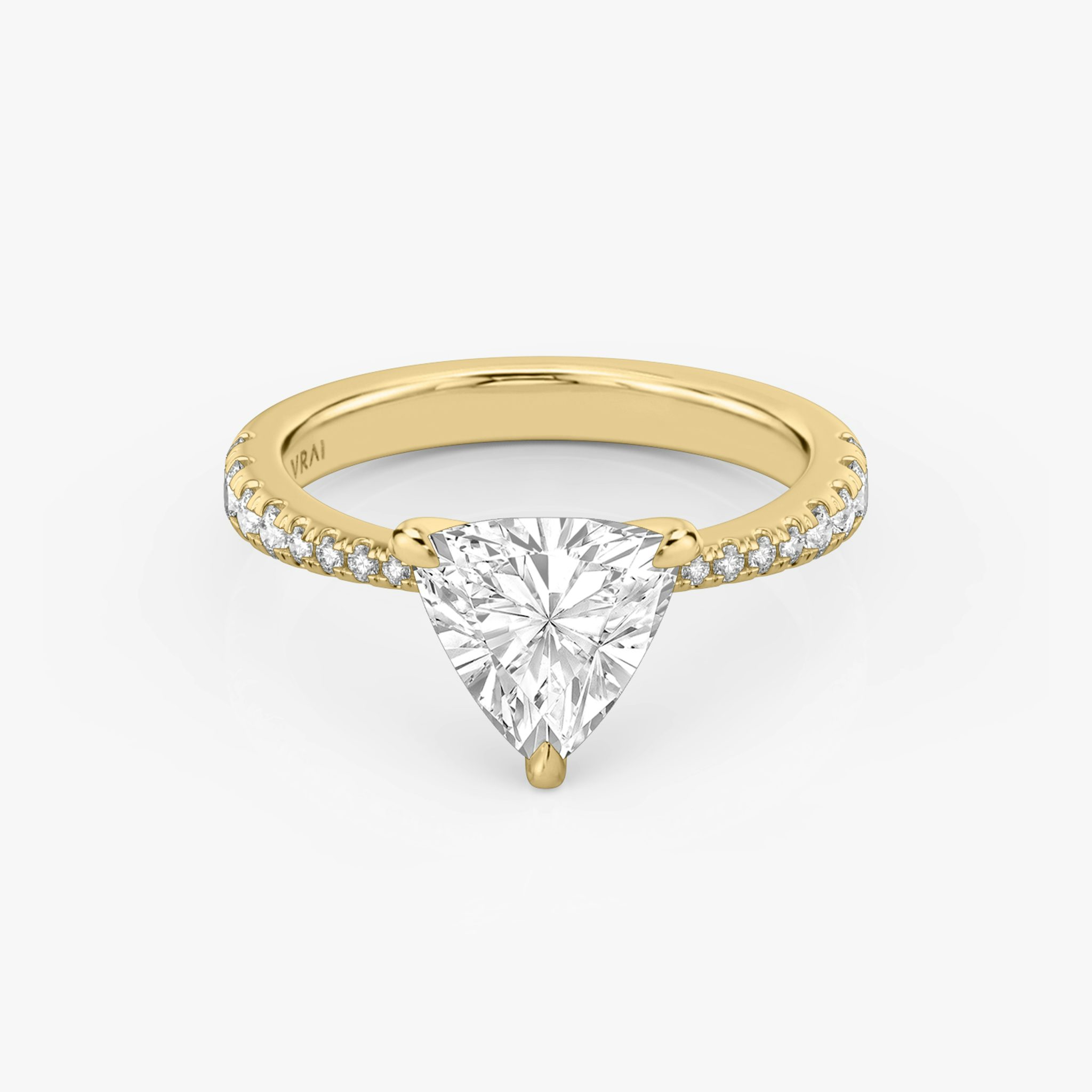 The Tapered Classic | Trillion | 18k | Yellow Gold | bandAccent: Pavé | diamondOrientation: vertical | caratWeight: other