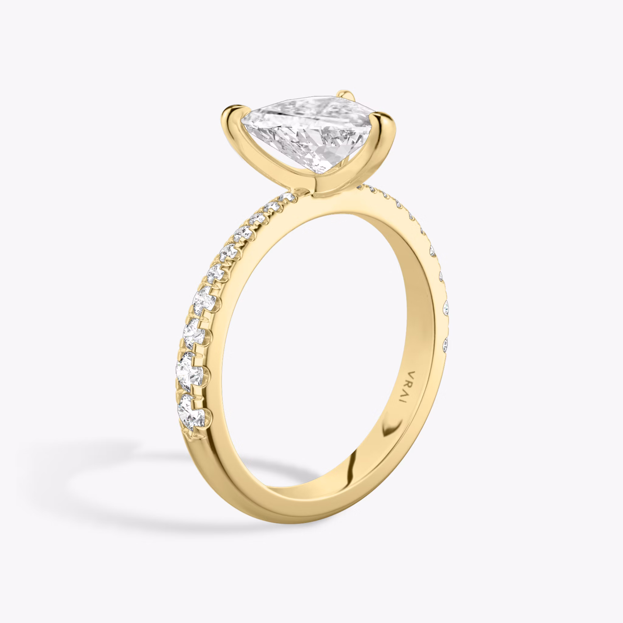 The Tapered Classic | Trillion | 18k | Yellow Gold | bandAccent: Pavé | diamondOrientation: vertical | caratWeight: other