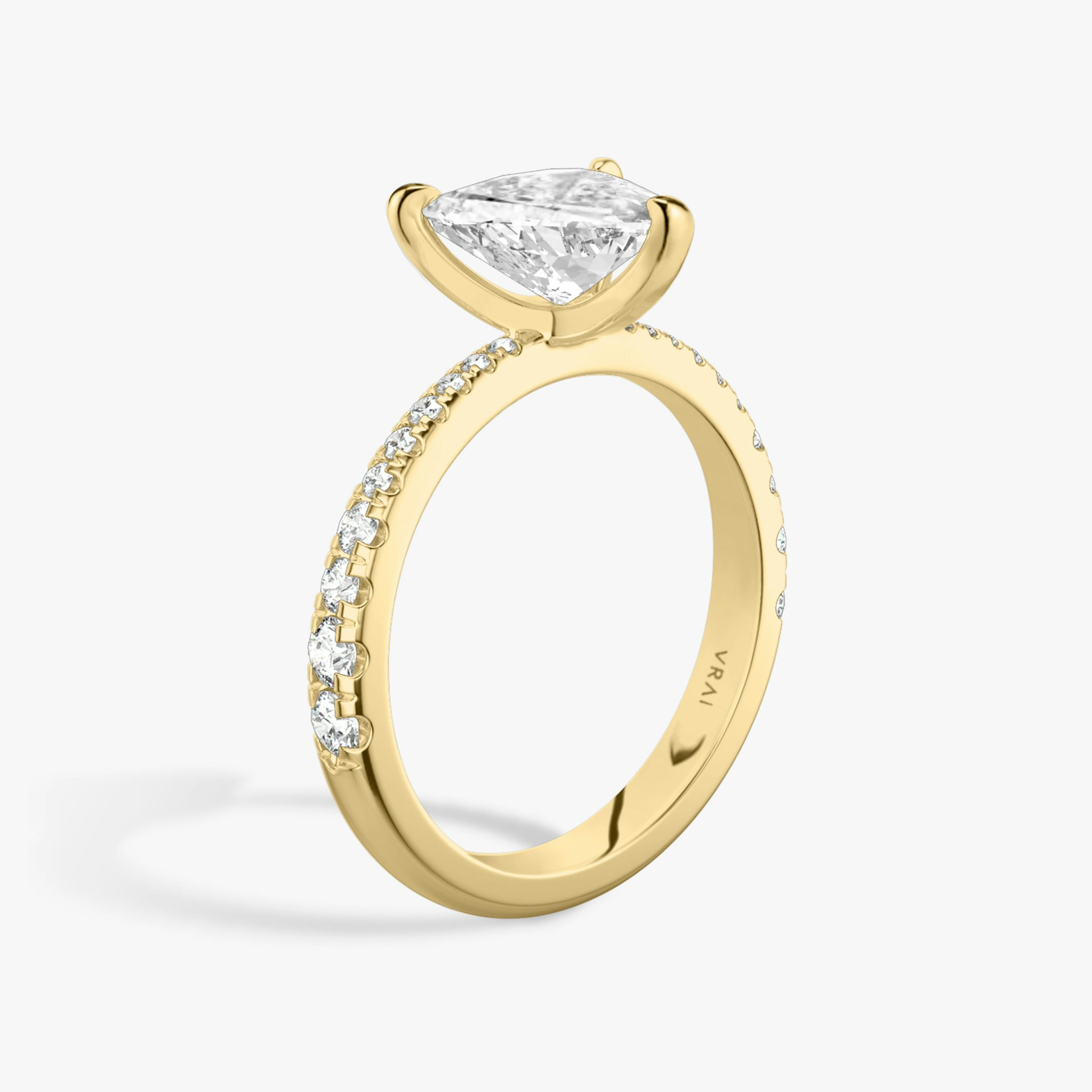The Tapered Classic | Trillion | 18k | Yellow Gold | bandAccent: Pavé | diamondOrientation: vertical | caratWeight: other