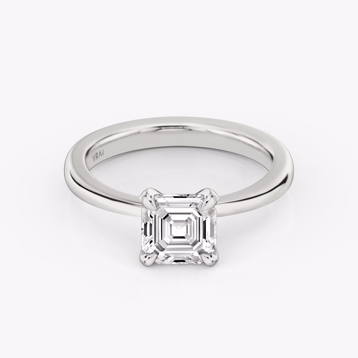 The Tapered Classic | Asscher | 18k | White Gold | bandAccent: Plain | diamondOrientation: vertical | caratWeight: other