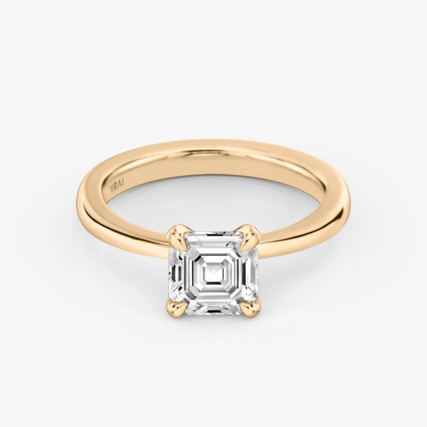 The Tapered Classic | Asscher | 14k | Rose Gold | bandAccent: Plain | diamondOrientation: vertical | caratWeight: other
