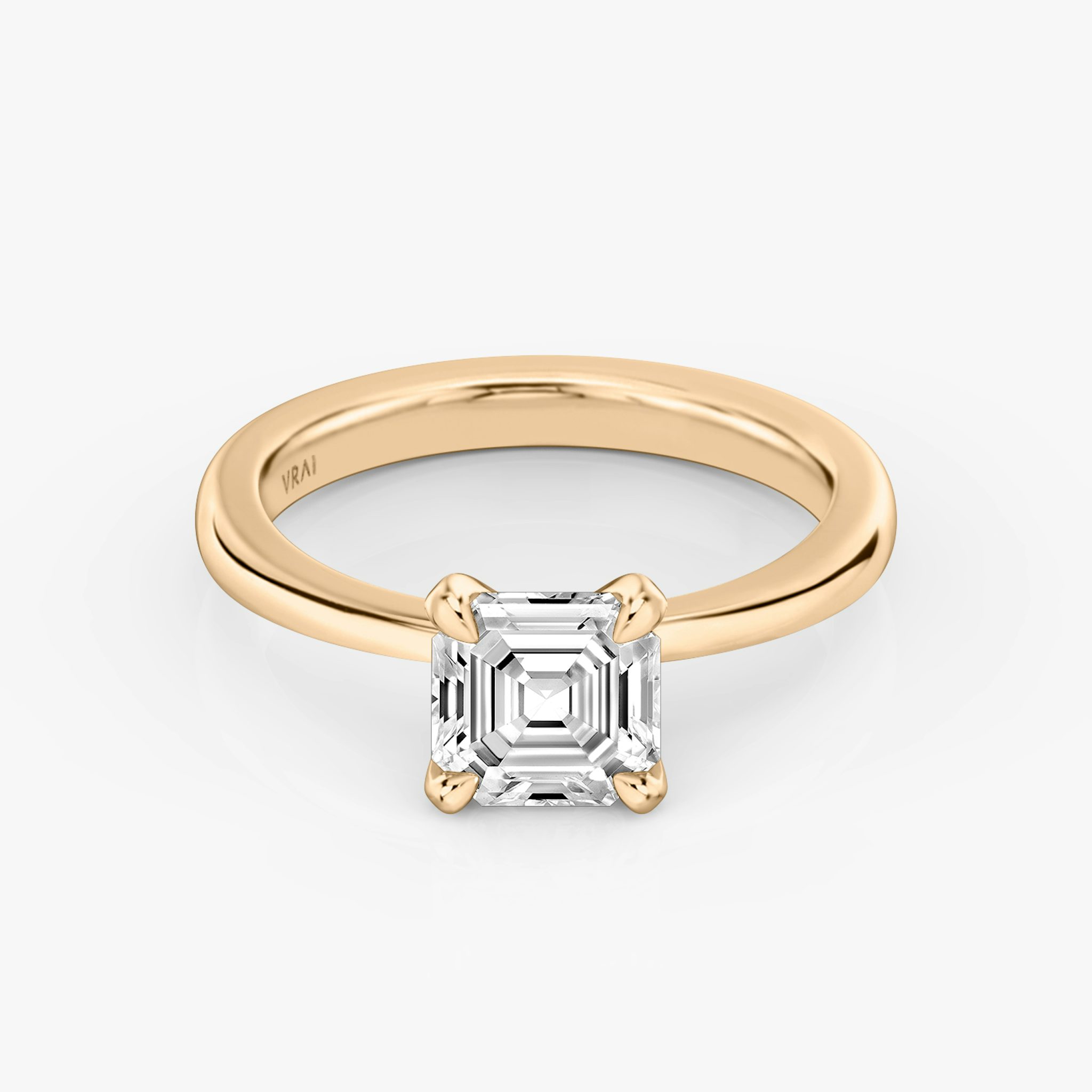 The Tapered Classic | Asscher | 14k | Rose Gold | bandAccent: Plain | diamondOrientation: vertical | caratWeight: other