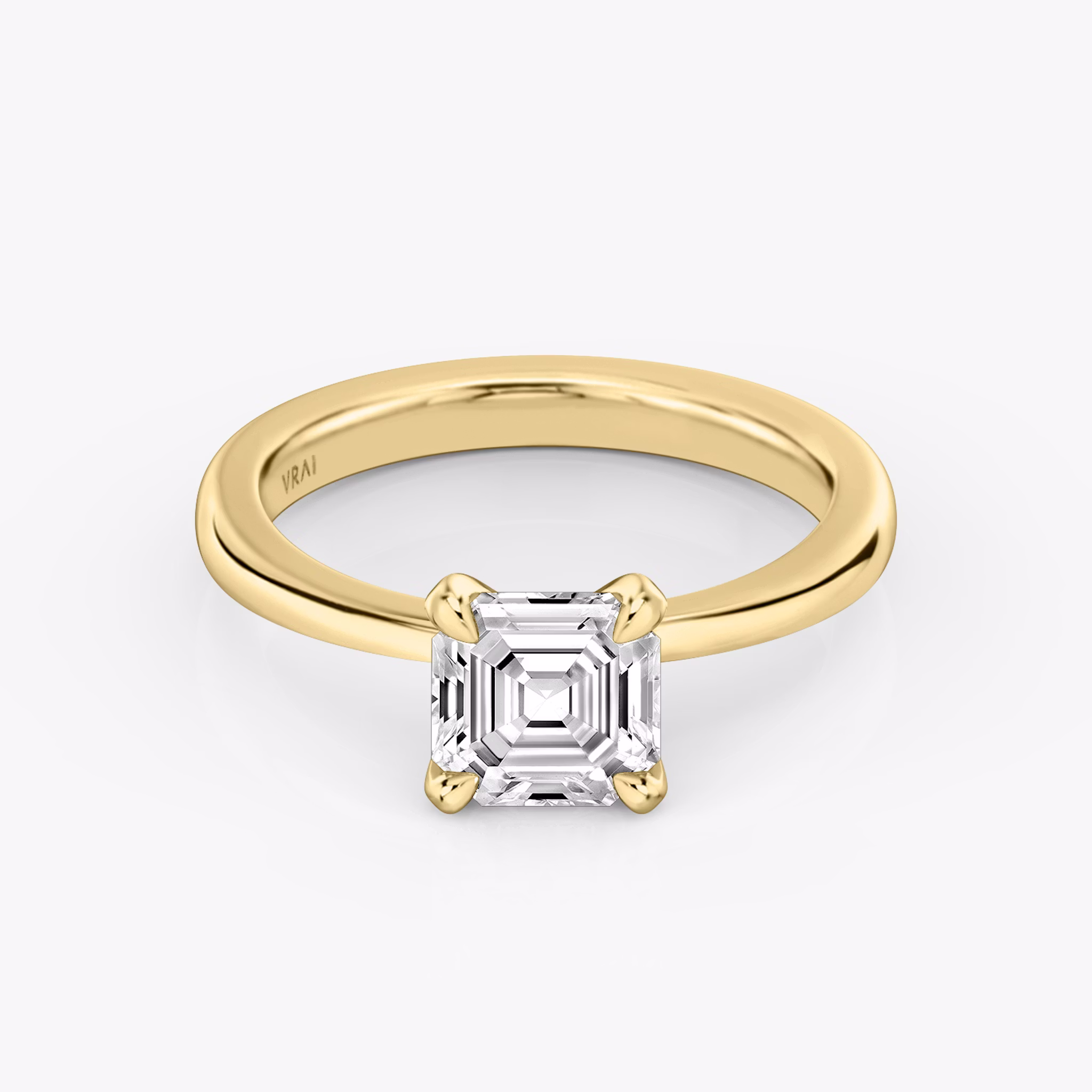 The Tapered Classic | Asscher | 18k | Yellow Gold | bandAccent: Plain | diamondOrientation: vertical | caratWeight: other