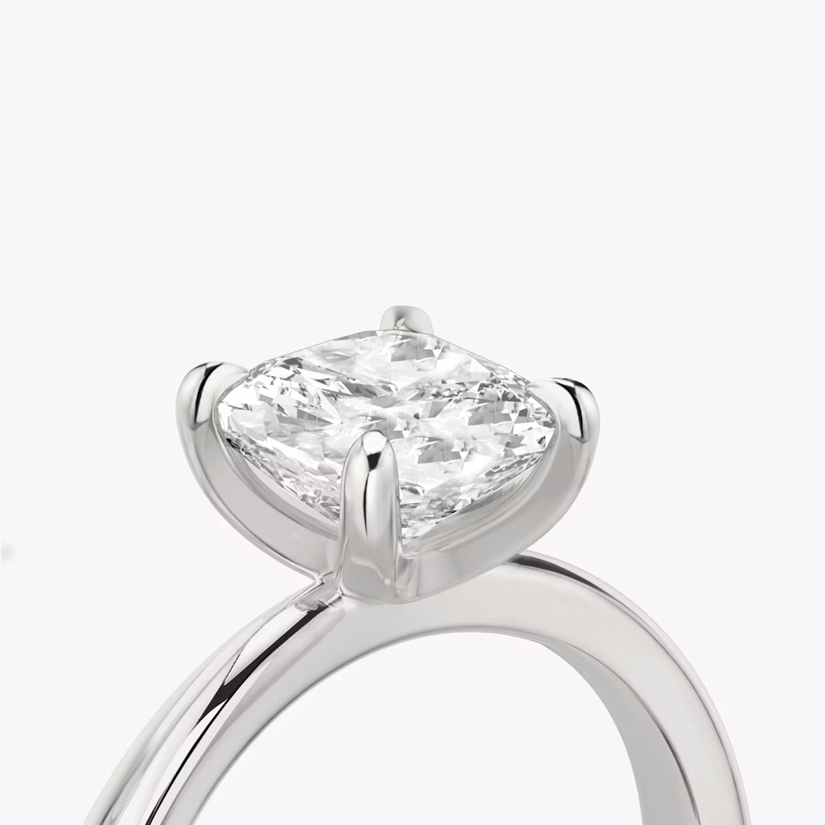 The Tapered Classic | Cushion | 18k | White Gold | bandAccent: Plain | diamondOrientation: vertical | caratWeight: other