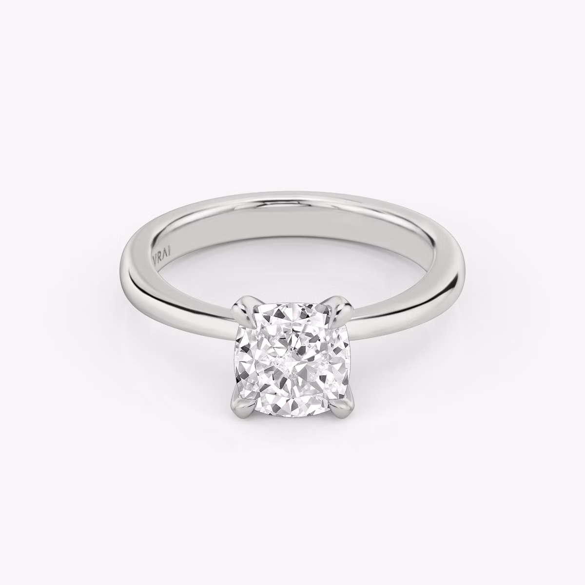 The Tapered Classic | Cushion | 18k | White Gold | bandAccent: Plain | diamondOrientation: vertical | caratWeight: other