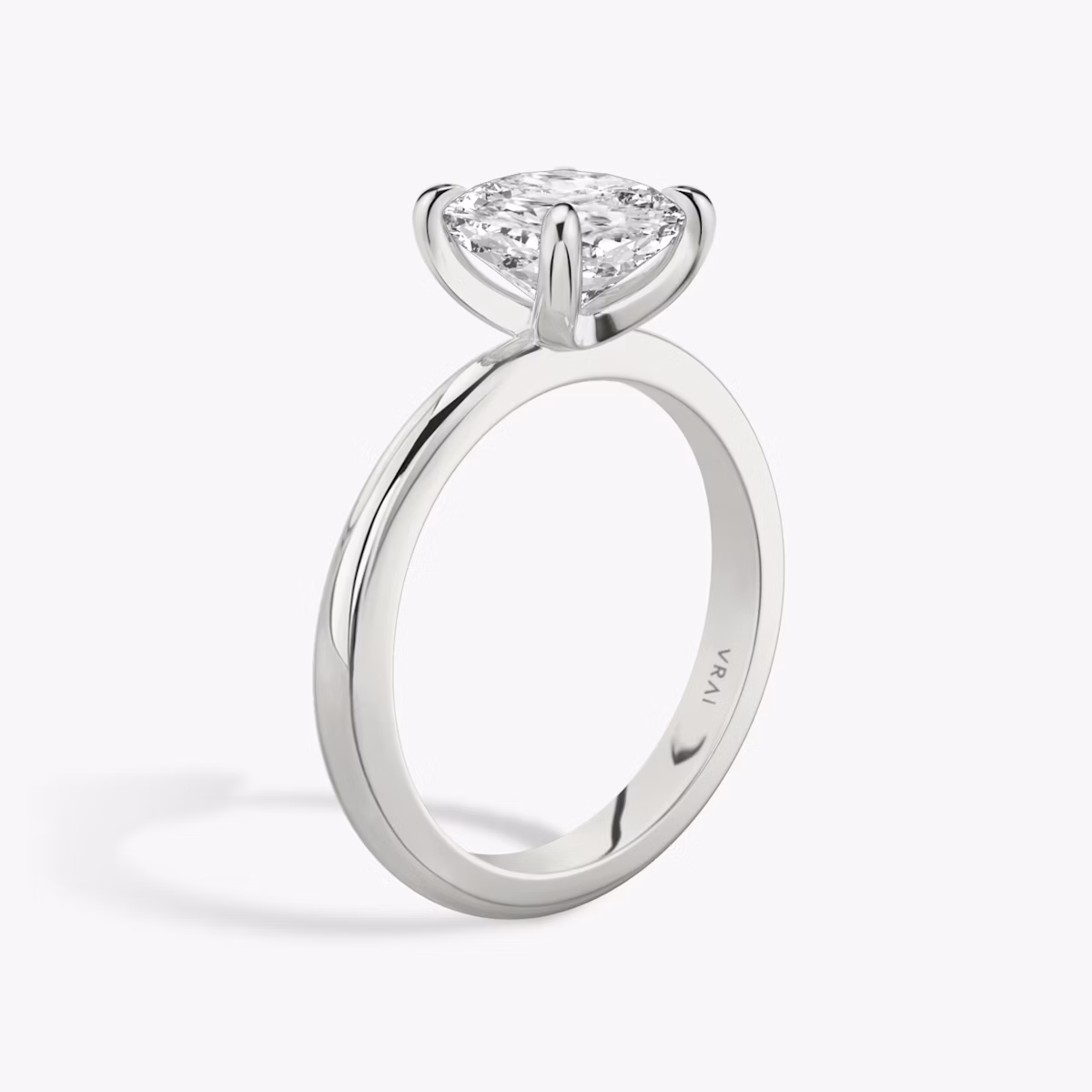 The Tapered Classic | Cushion | 18k | White Gold | bandAccent: Plain | diamondOrientation: vertical | caratWeight: other
