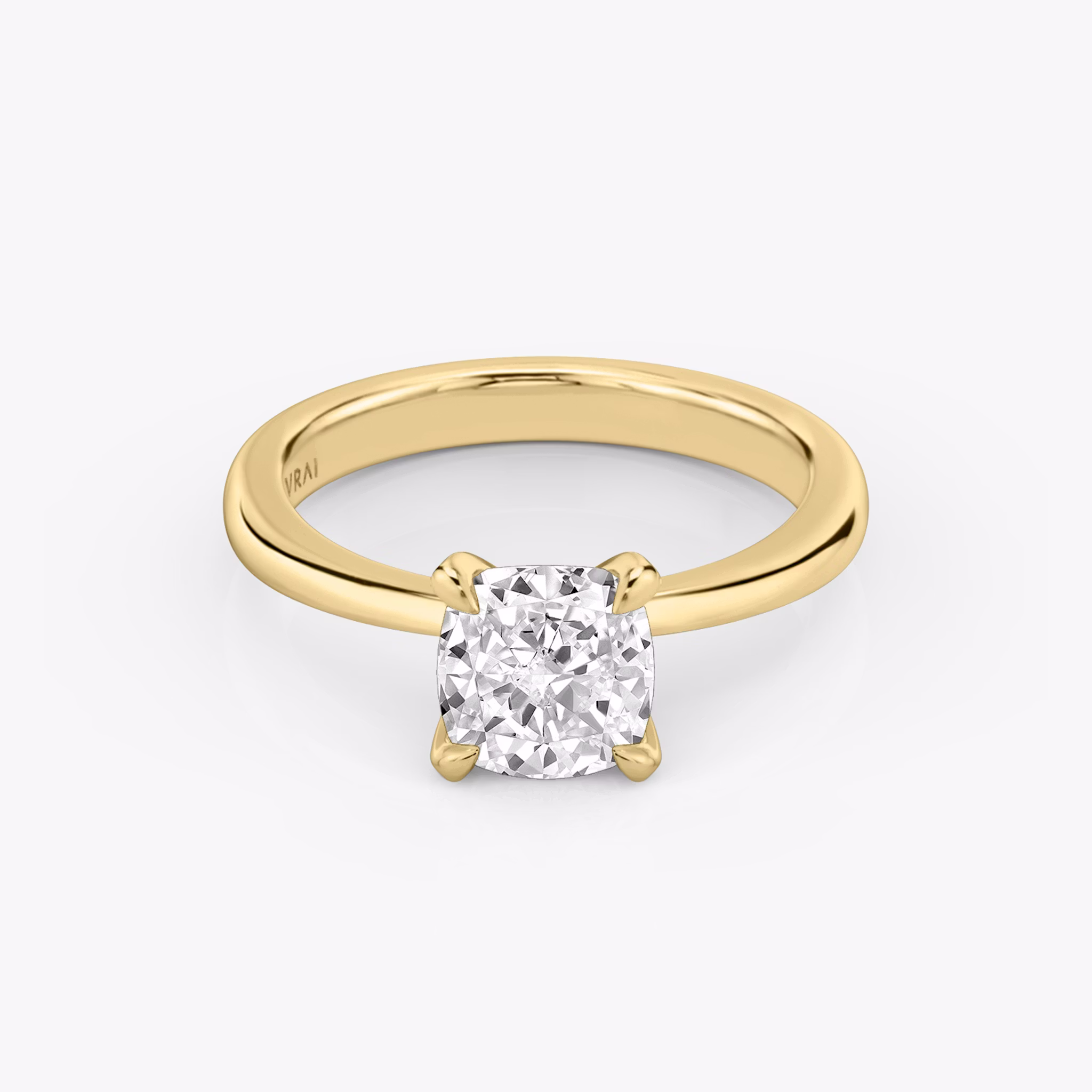 The Tapered Classic | Cushion | 18k | Yellow Gold | bandAccent: Plain | diamondOrientation: vertical | caratWeight: other