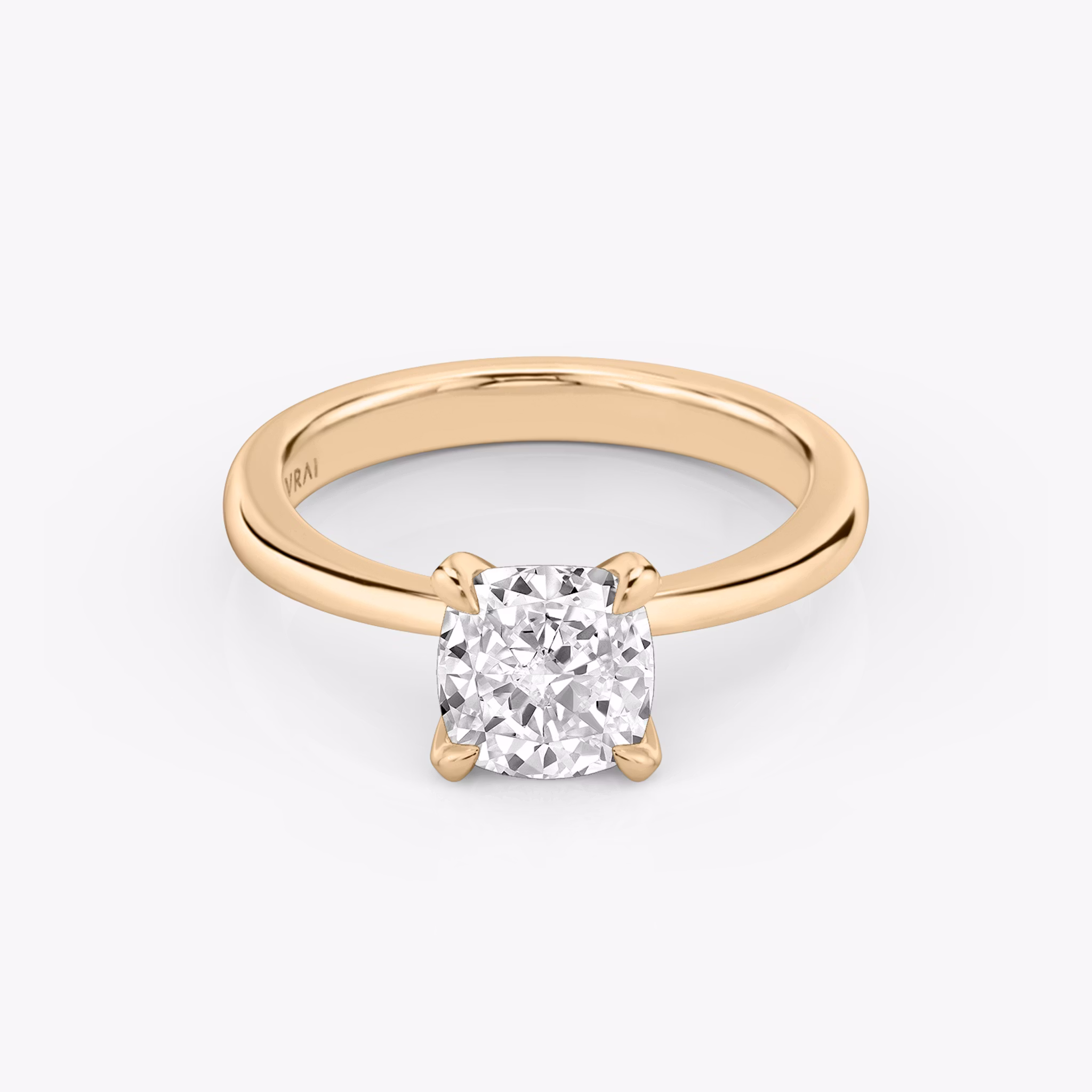 The Tapered Classic | Cushion | 14k | Rose Gold | bandAccent: Plain | diamondOrientation: vertical | caratWeight: other