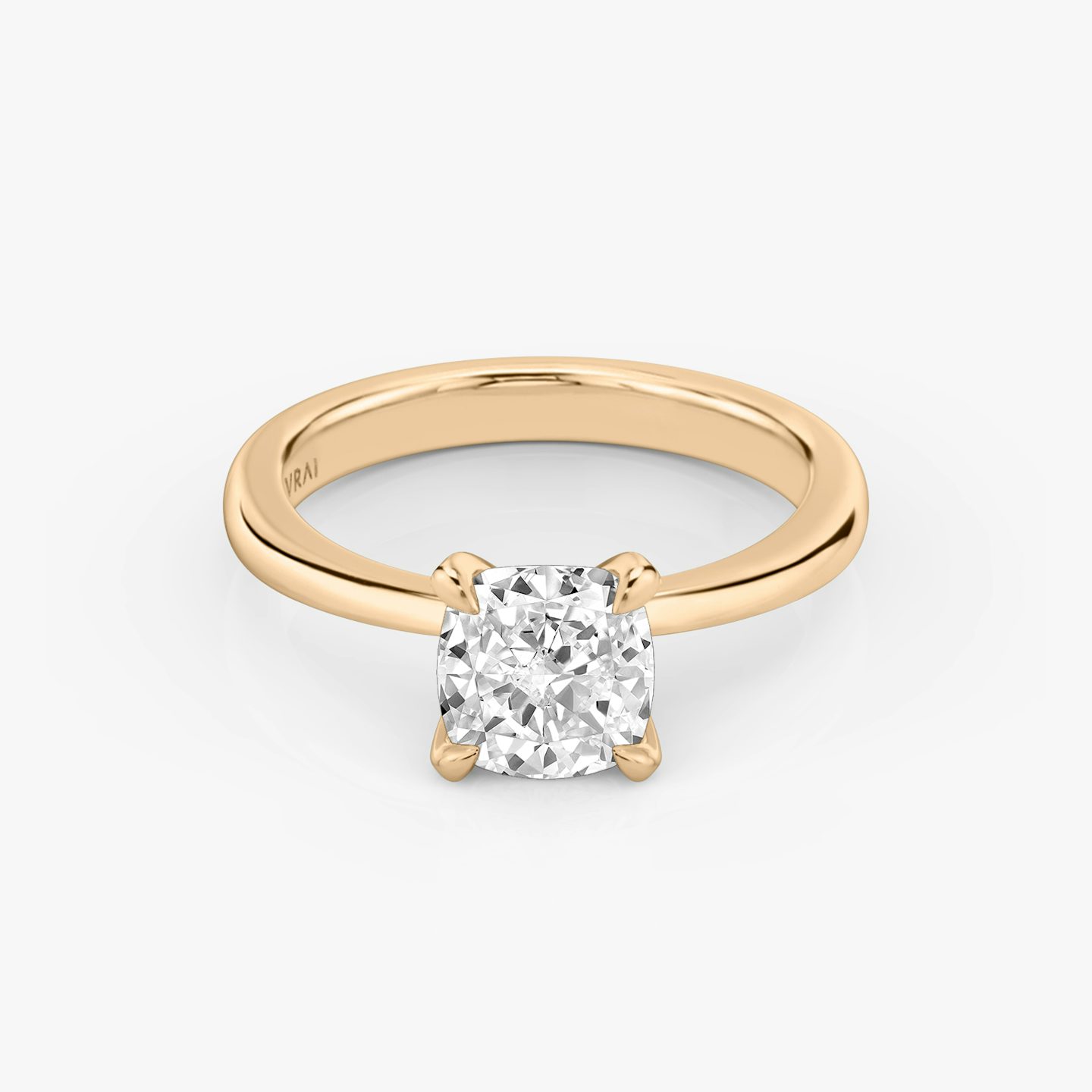 The Tapered Classic | Cushion | 14k | Rose Gold | bandAccent: Plain | diamondOrientation: vertical | caratWeight: other