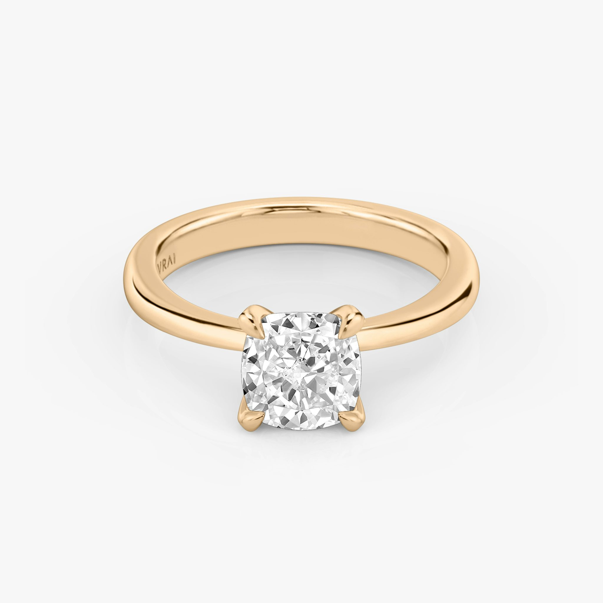The Tapered Classic | Cushion | 14k | Rose Gold | bandAccent: Plain | diamondOrientation: vertical | caratWeight: other