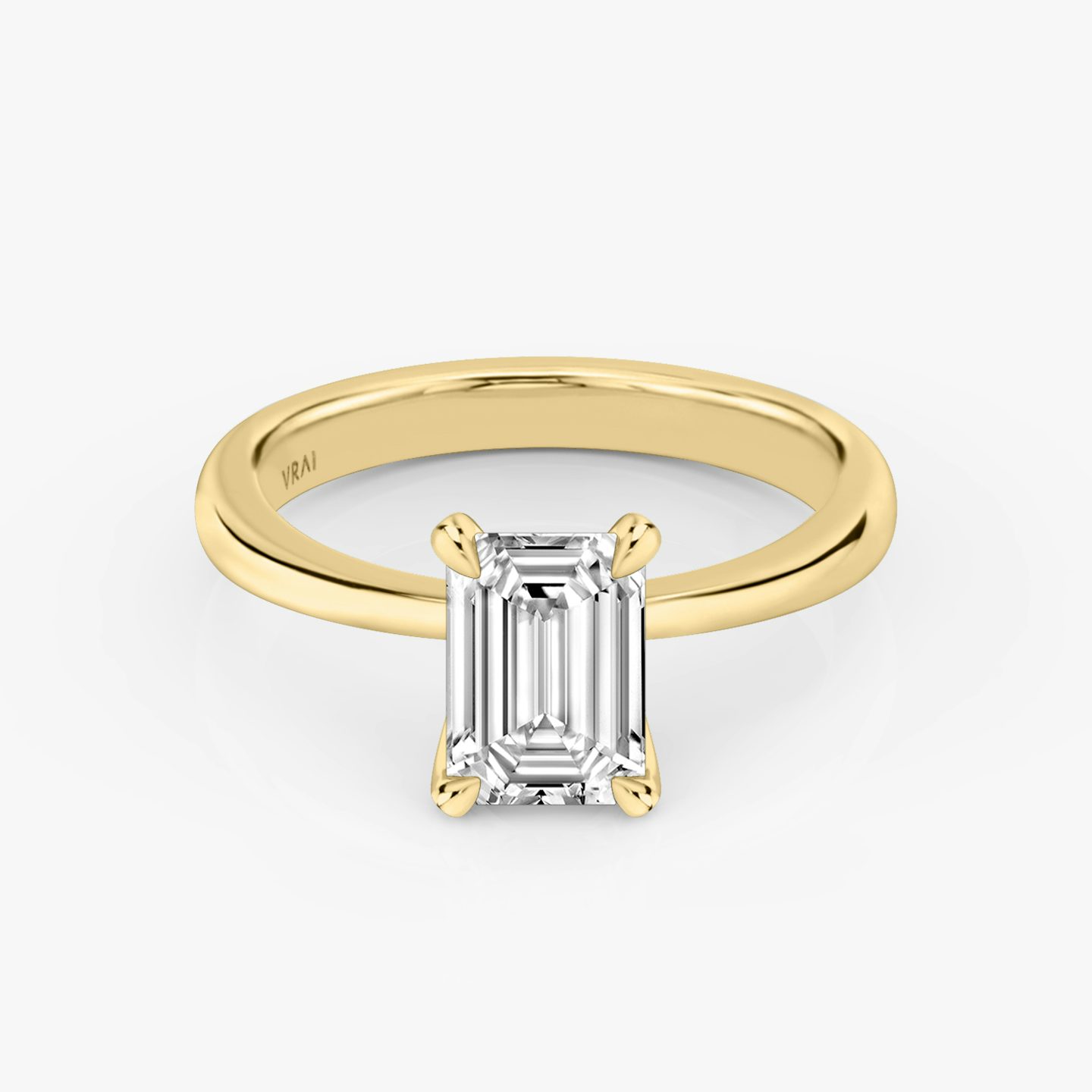 The Tapered Classic | Emerald | 18k | Yellow Gold | bandAccent: Plain | diamondOrientation: vertical | caratWeight: other