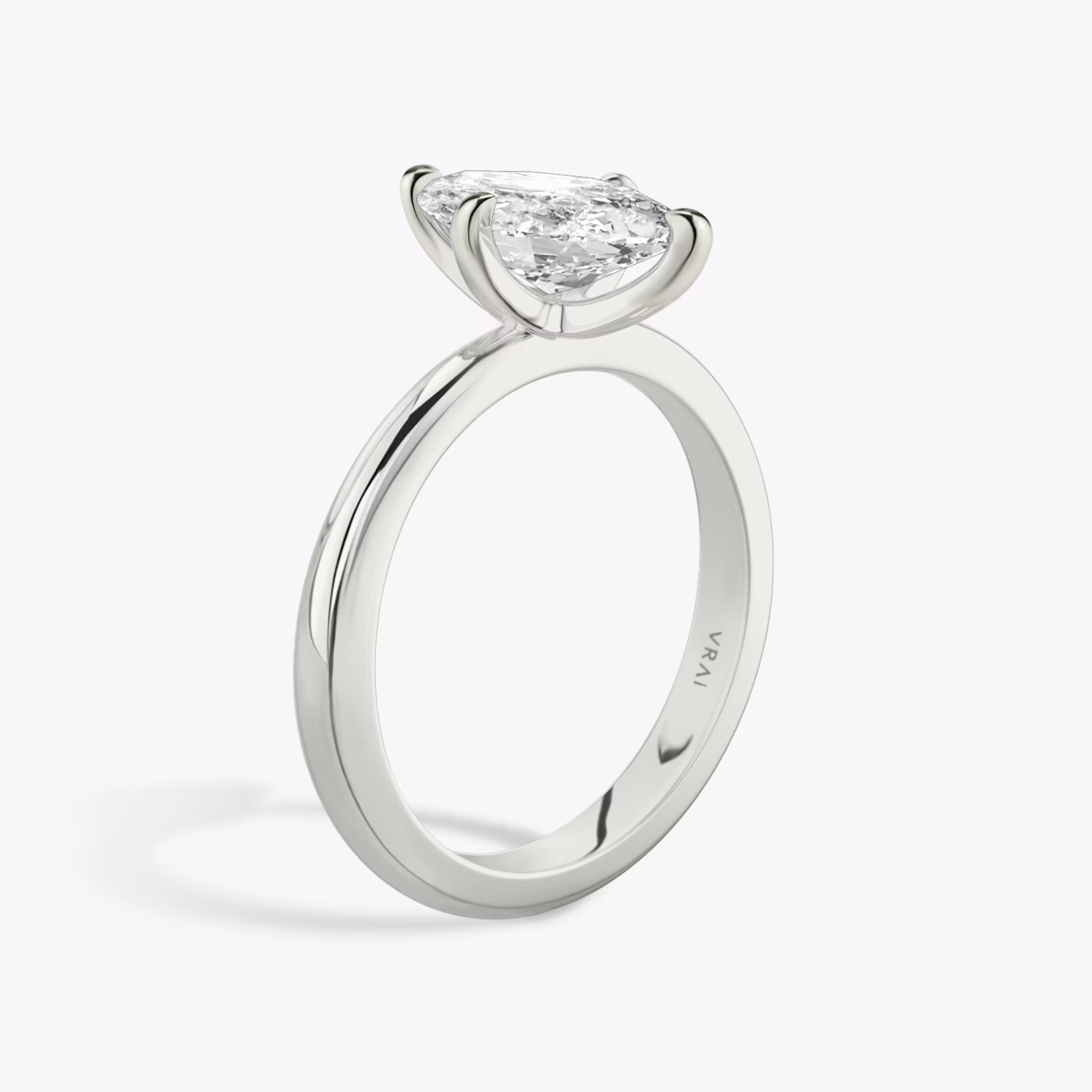 The Tapered Classic | Marquise | 18k | White Gold | bandAccent: Plain | diamondOrientation: vertical | caratWeight: other