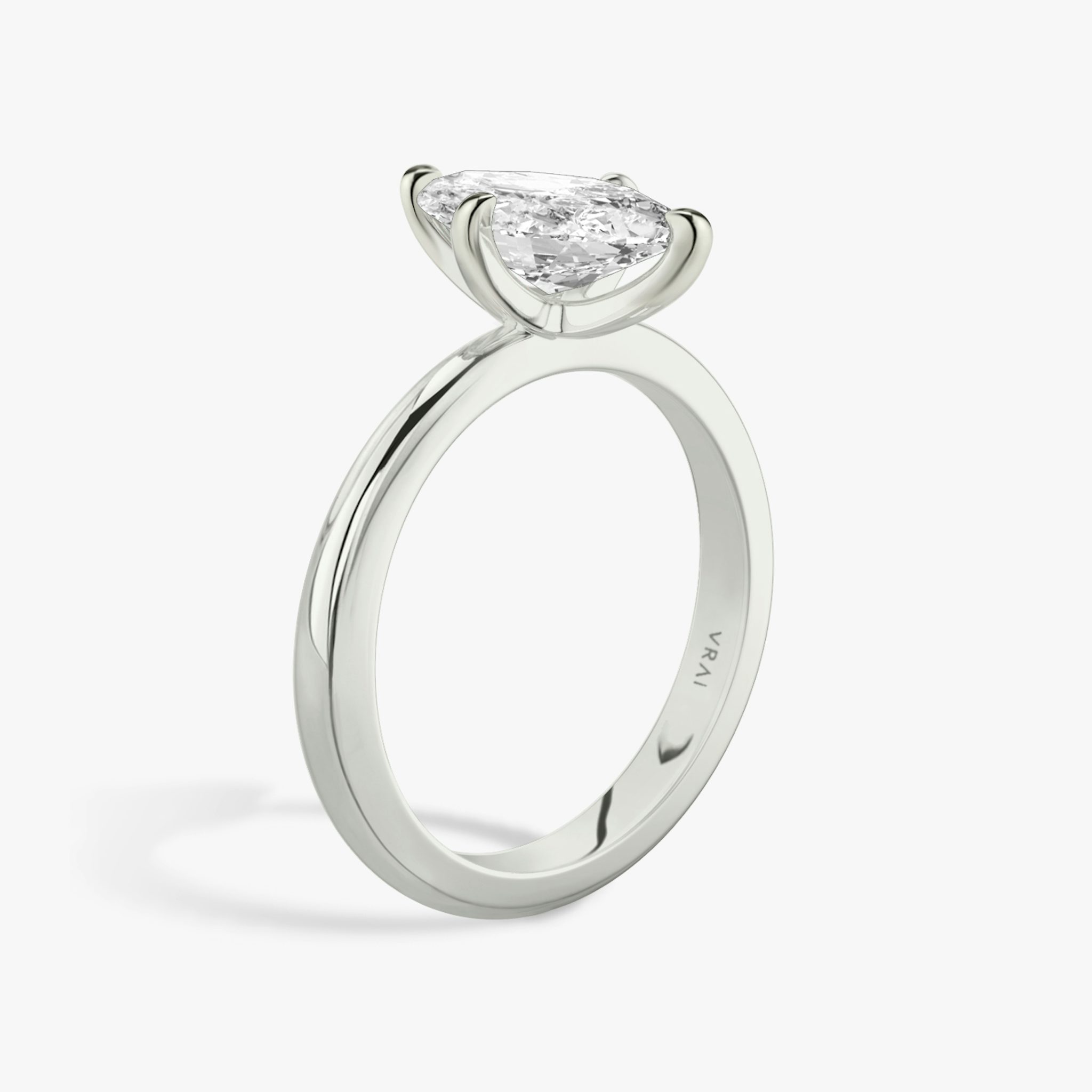 The Tapered Classic | Marquise | 18k | White Gold | bandAccent: Plain | diamondOrientation: vertical | caratWeight: other