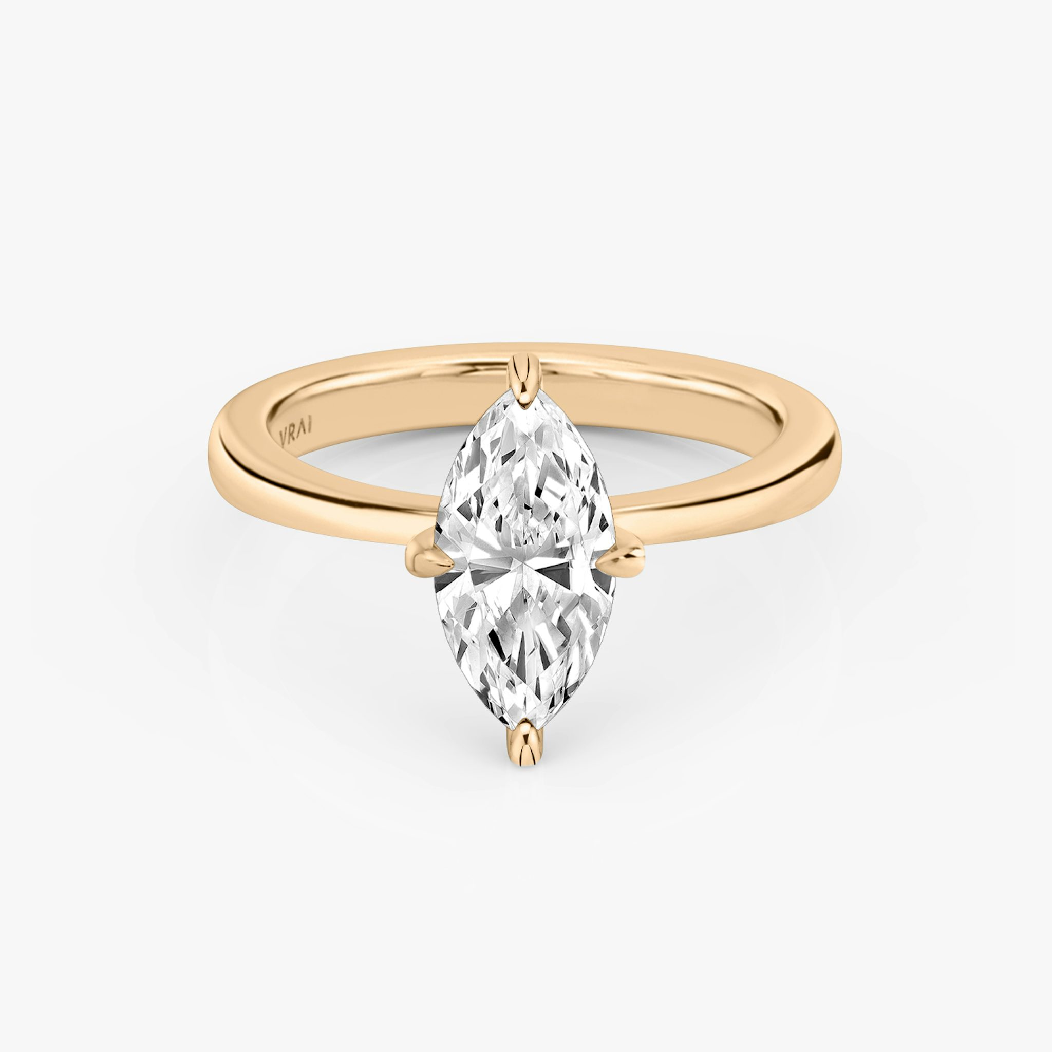 The Tapered Classic | Marquise | 14k | Rose Gold | bandAccent: Plain | diamondOrientation: vertical | caratWeight: other