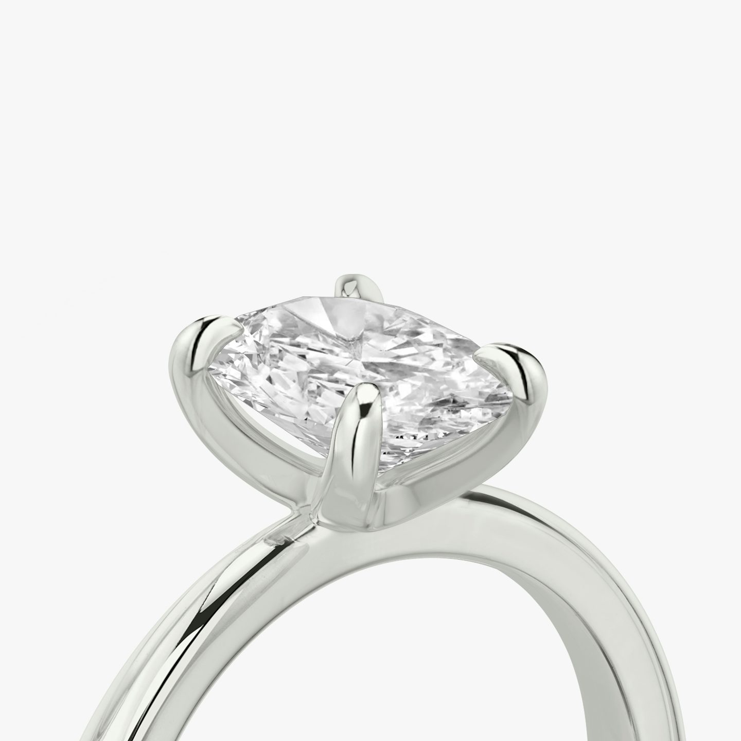 Tapered Classic | Oval | 18k | Weißgold | bandAccent: Ohne Pavé-Besatz | diamondOrientation: vertical | caratWeight: other