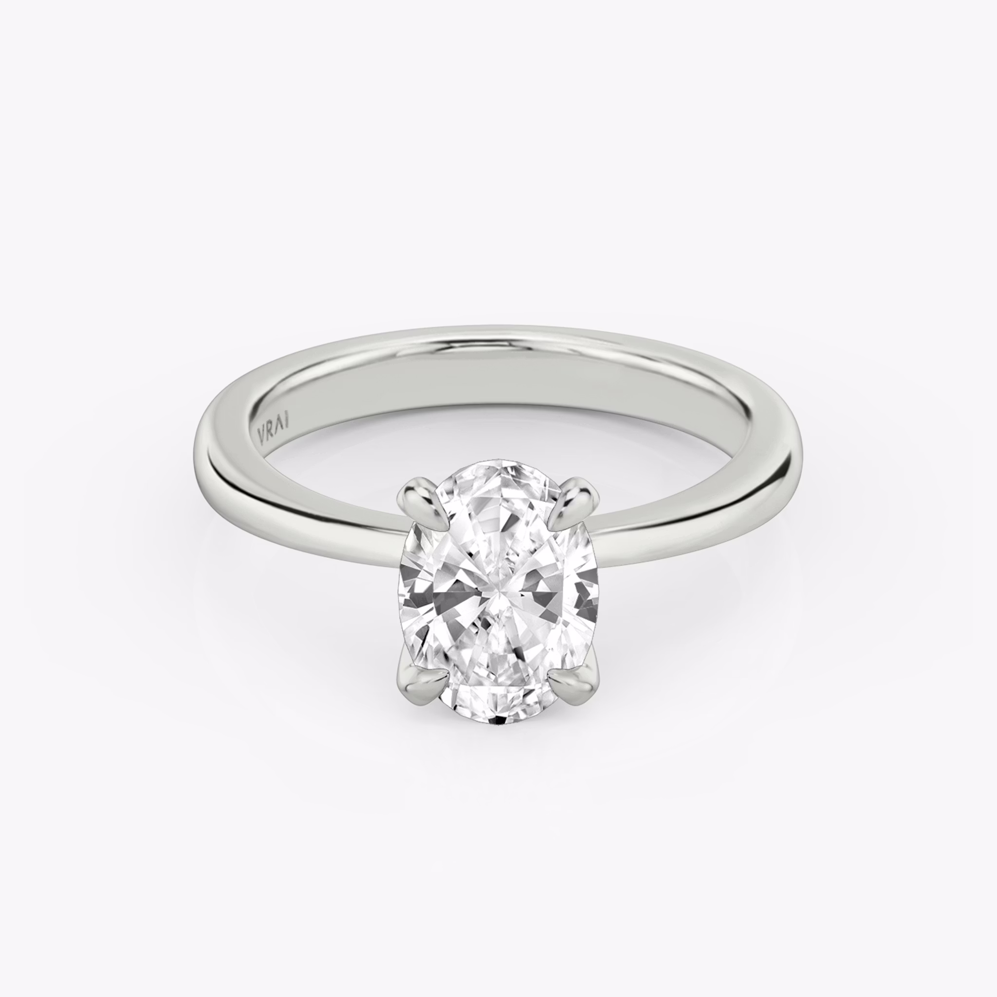The Tapered Classic | Oval | 18k | White Gold | bandAccent: Plain | diamondOrientation: vertical | caratWeight: other