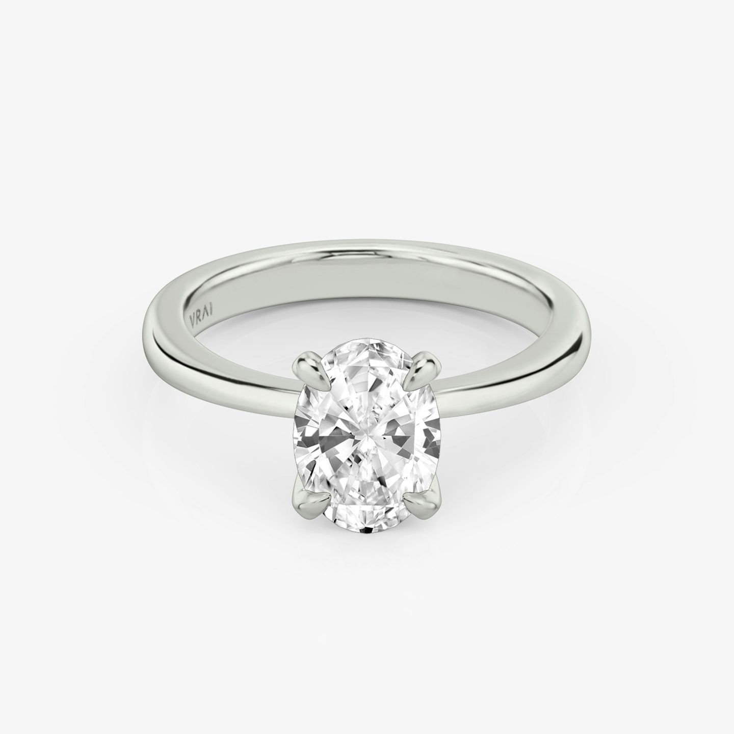 Tapered Classic | Oval | 18k | Weißgold | bandAccent: Ohne Pavé-Besatz | diamondOrientation: vertical | caratWeight: other