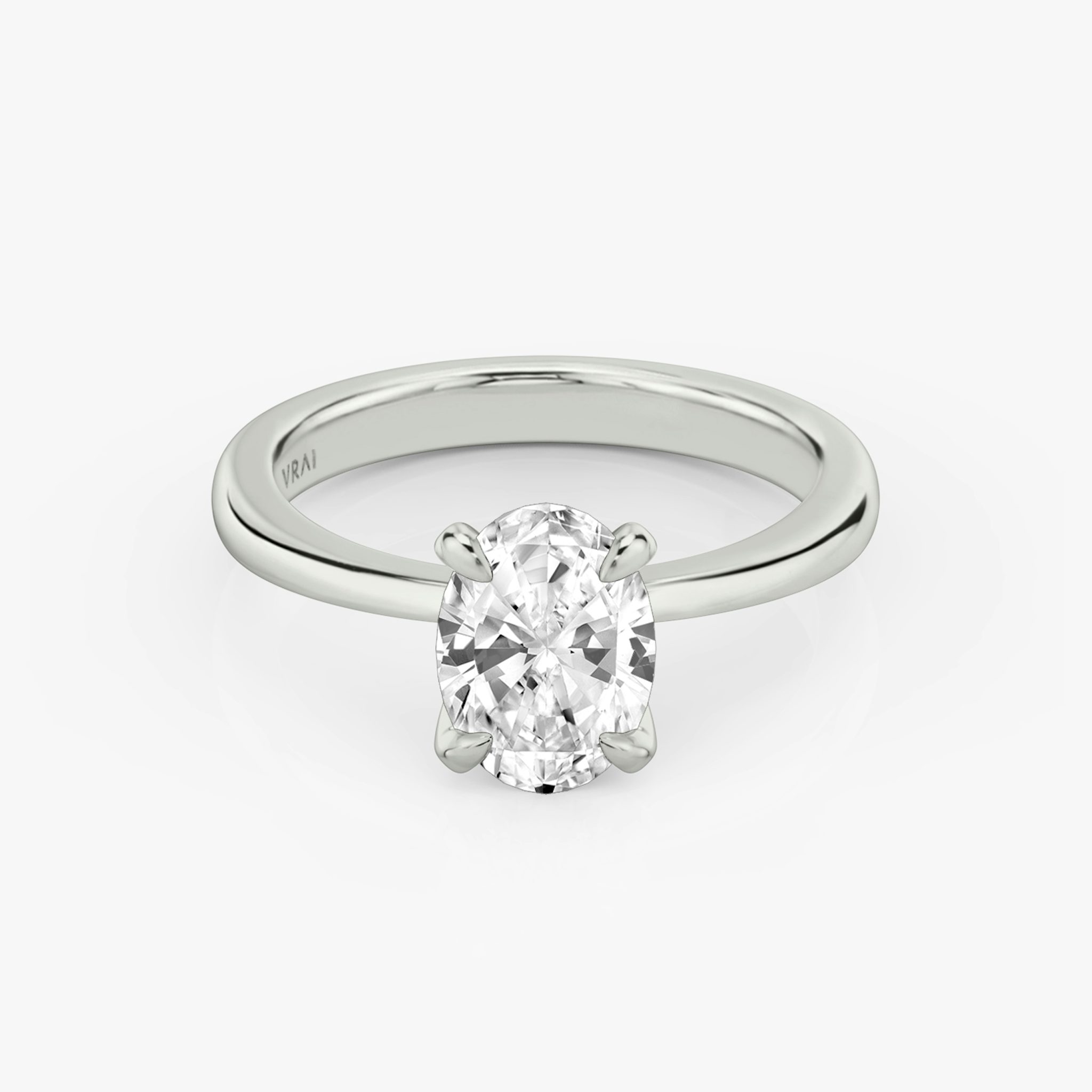 The Tapered Classic | Oval | 18k | White Gold | bandAccent: Plain | diamondOrientation: vertical | caratWeight: other