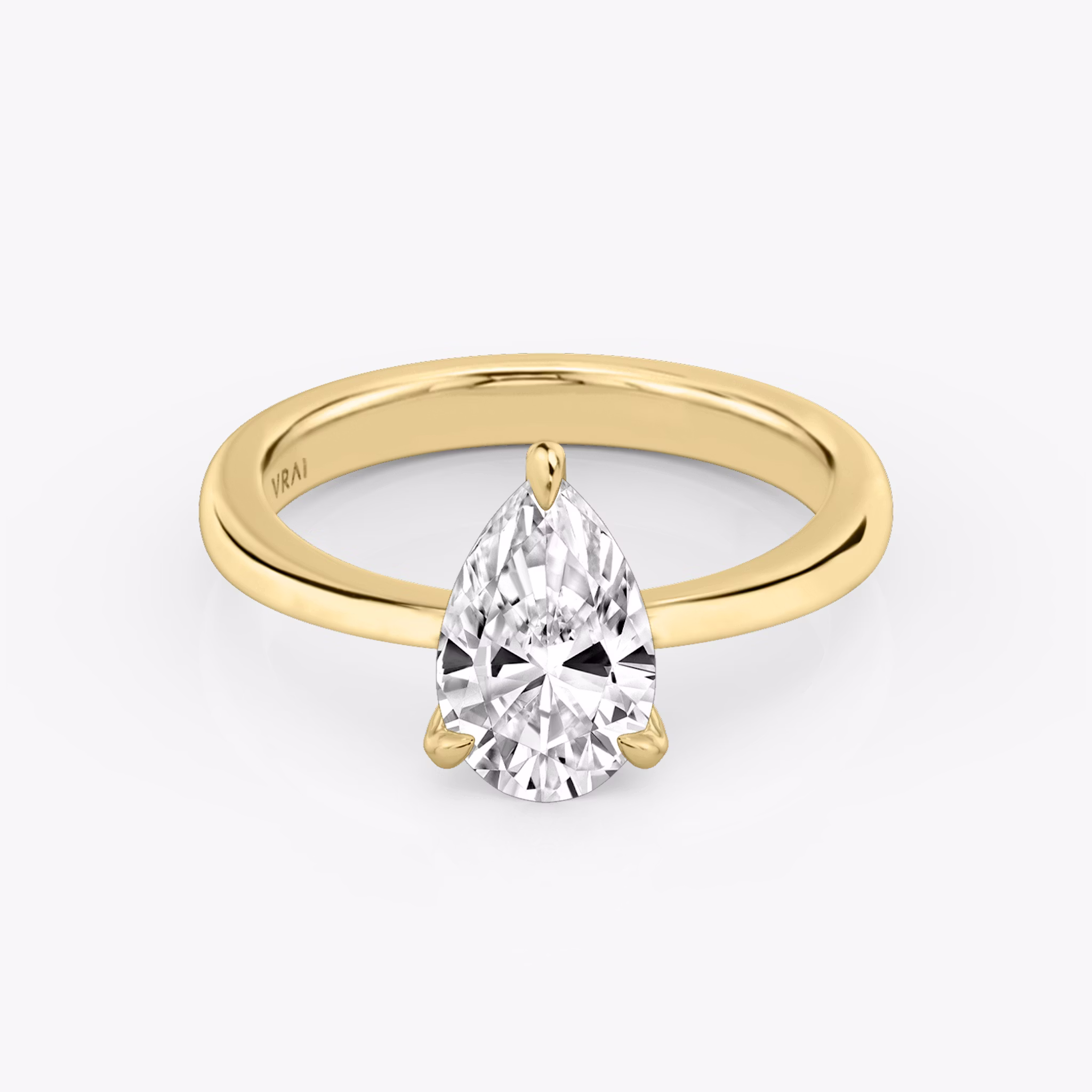 The Tapered Classic | Pear | 18k | Yellow Gold | bandAccent: Plain | diamondOrientation: vertical | caratWeight: other