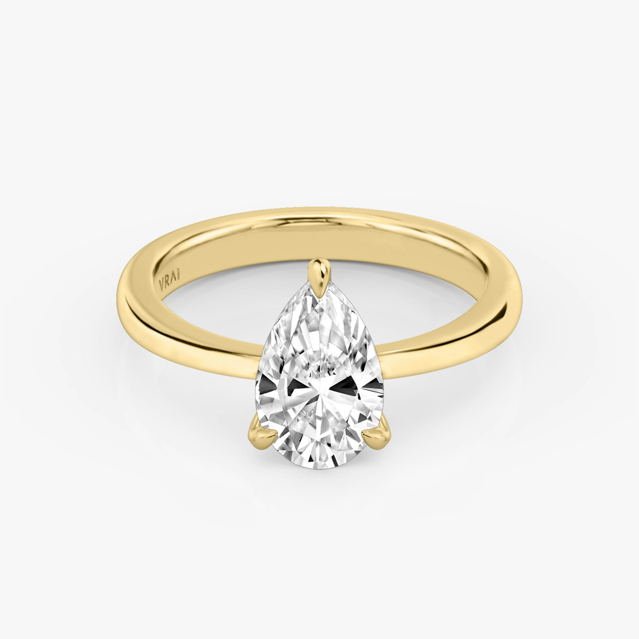 The Tapered Classic | Pear | 18k | Yellow Gold | bandAccent: Plain | diamondOrientation: vertical | caratWeight: other