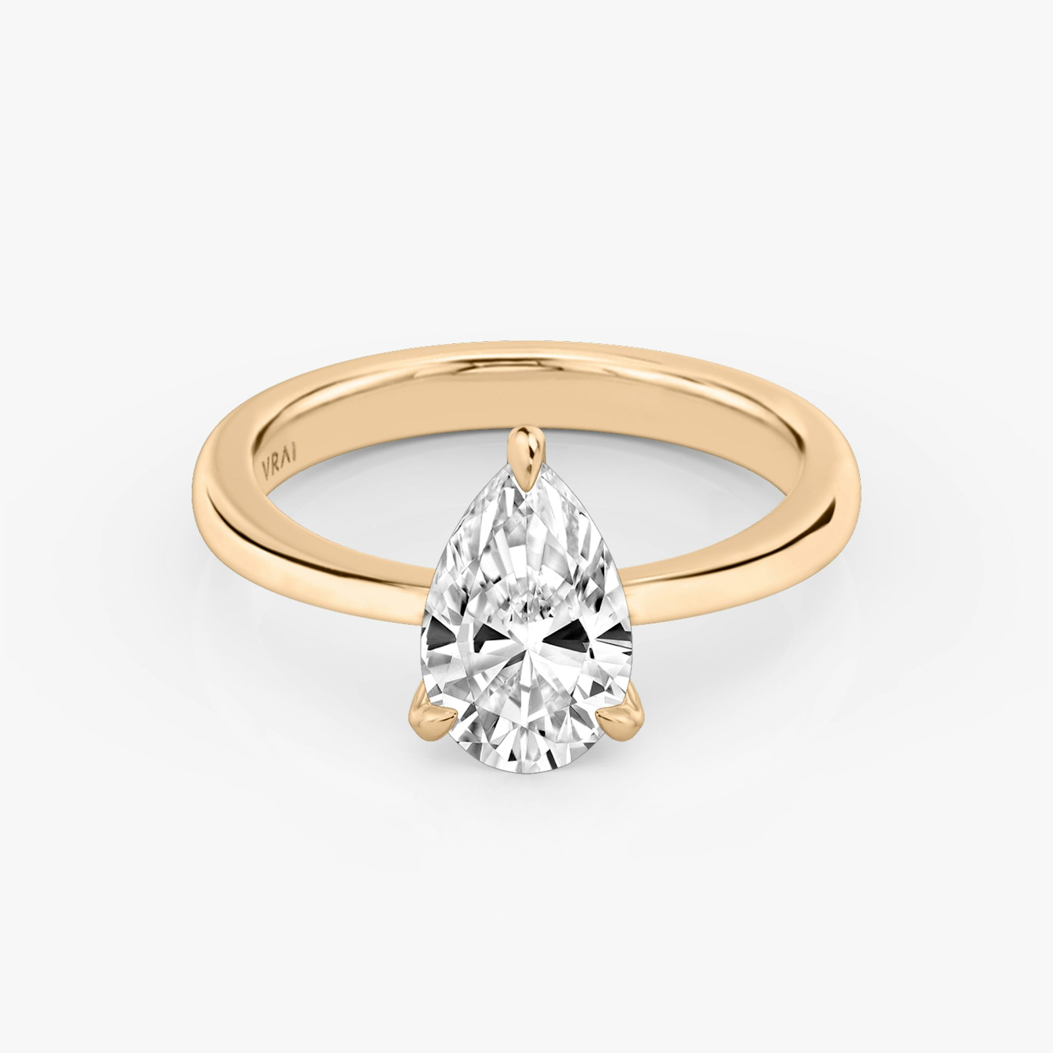 The Tapered Classic | Pear | 14k | Rose Gold | bandAccent: Plain | diamondOrientation: vertical | caratWeight: other