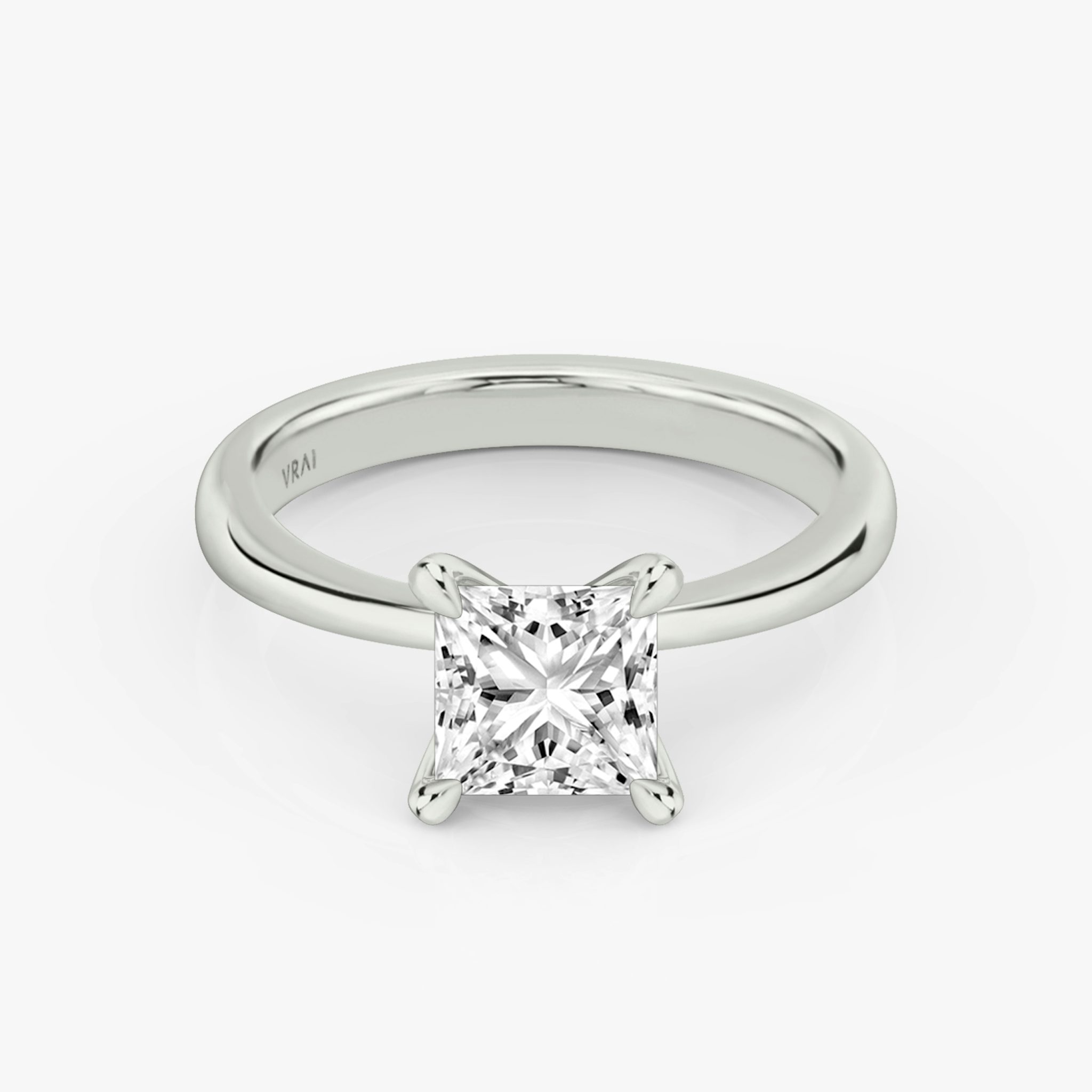 The Tapered Classic | Princess | 18k | White Gold | bandAccent: Plain | diamondOrientation: vertical | caratWeight: other