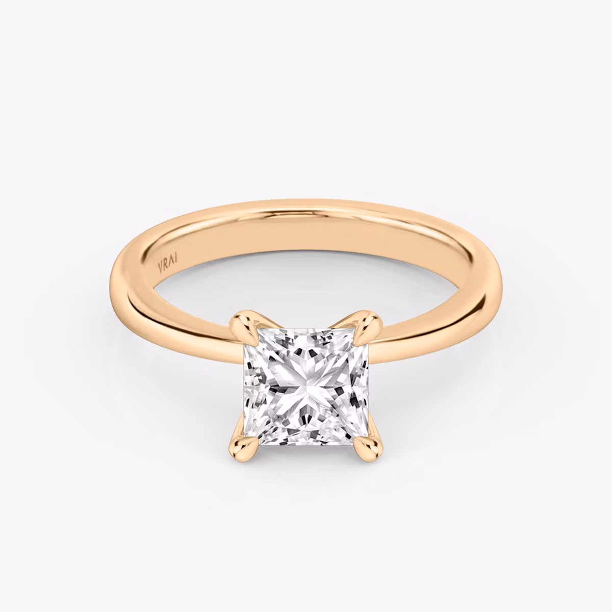 The Tapered Classic | Princess | 14k | Rose Gold | bandAccent: Plain | diamondOrientation: vertical | caratWeight: other