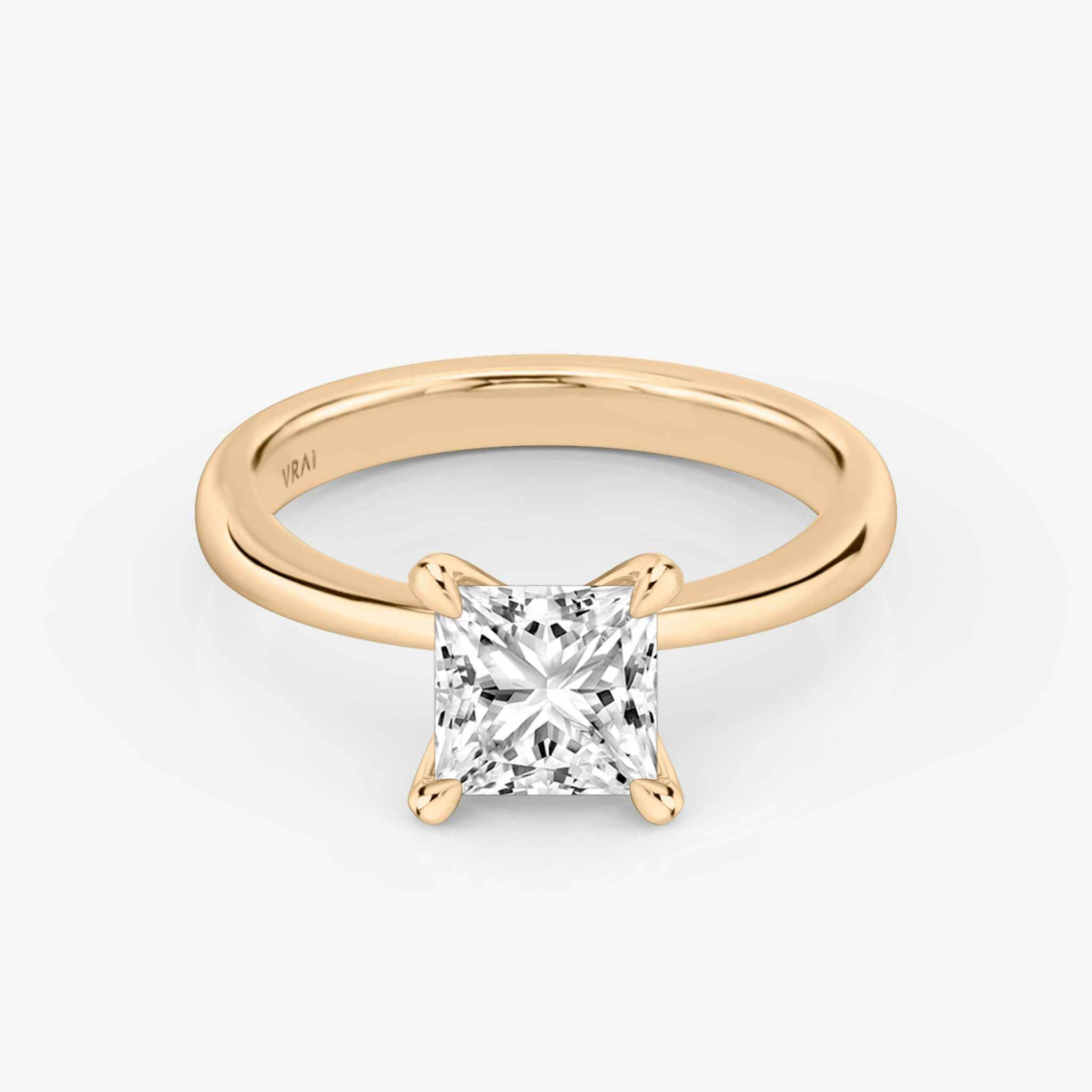 The Tapered Classic | Princess | 14k | Rose Gold | bandAccent: Plain | diamondOrientation: vertical | caratWeight: other